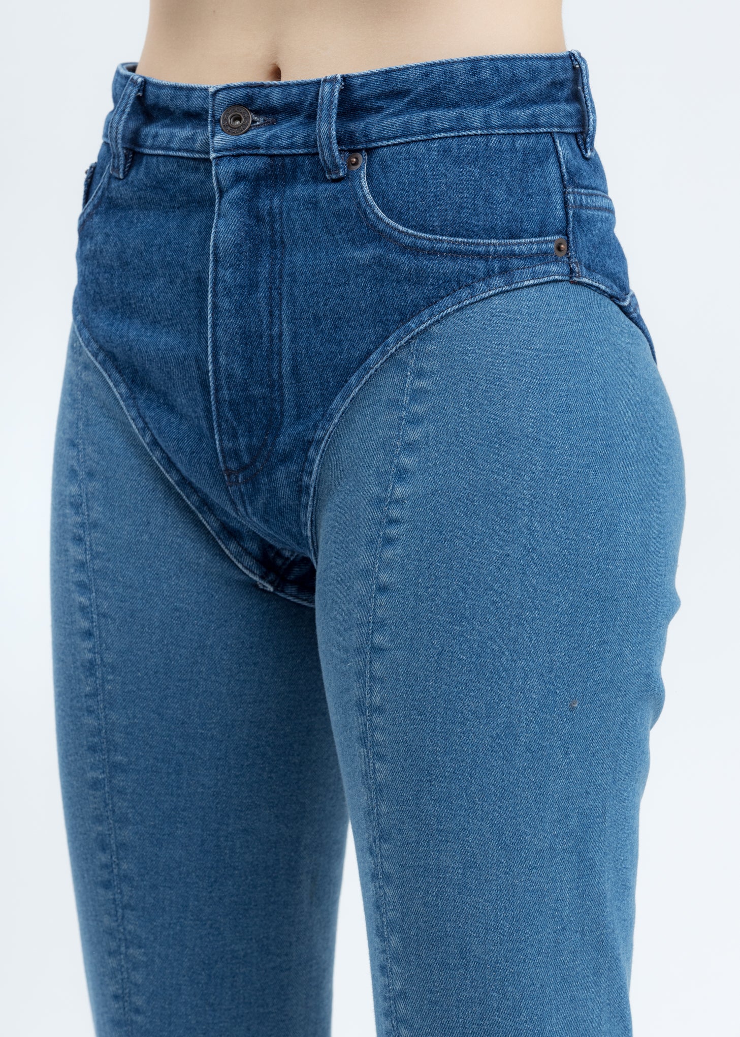 Navy and Ice Blue Two Tone Denim Legging - Image 4