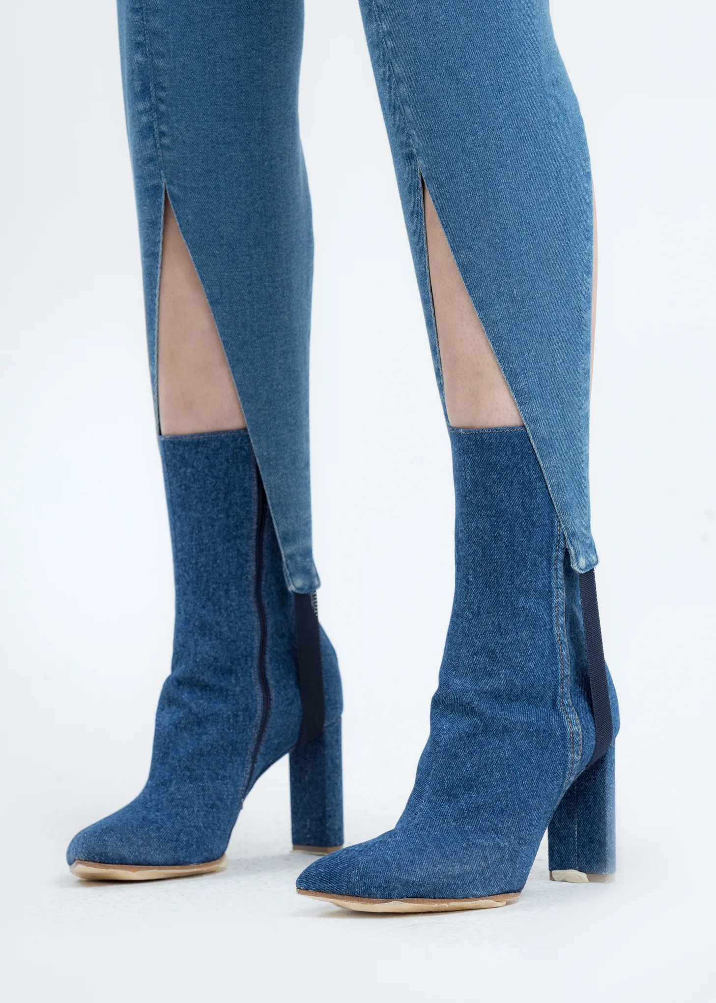 Navy and Ice Blue Two Tone Denim Legging - Image 5
