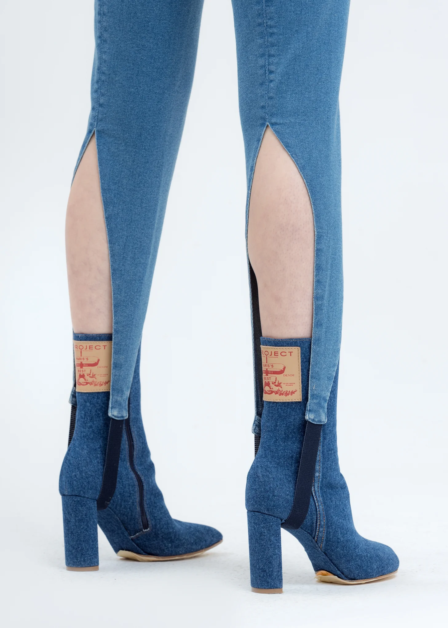 Navy and Ice Blue Two Tone Denim Legging - Image 7