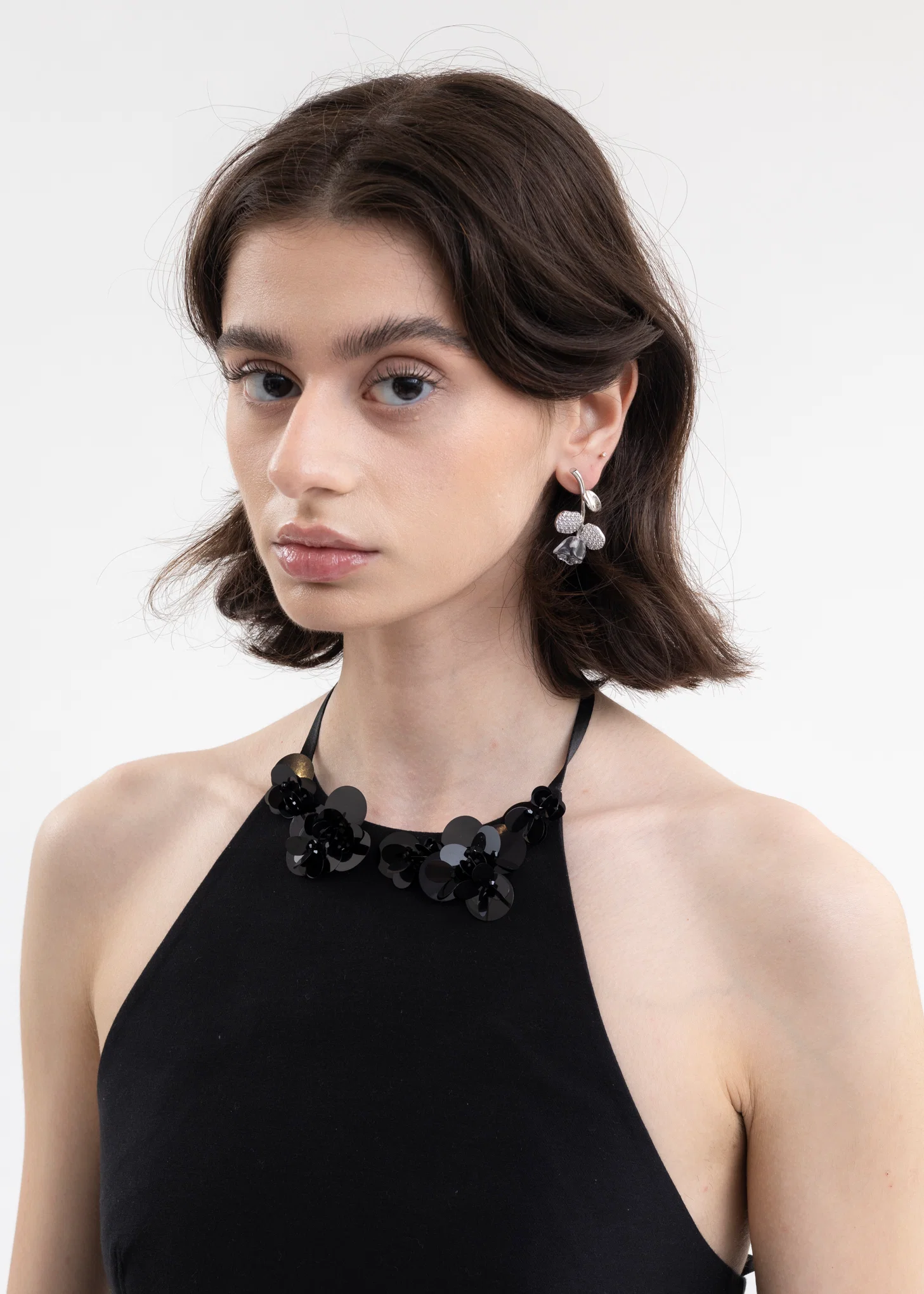 Upside Down Clear Rose Pave Earring - (Single) - Image 2
