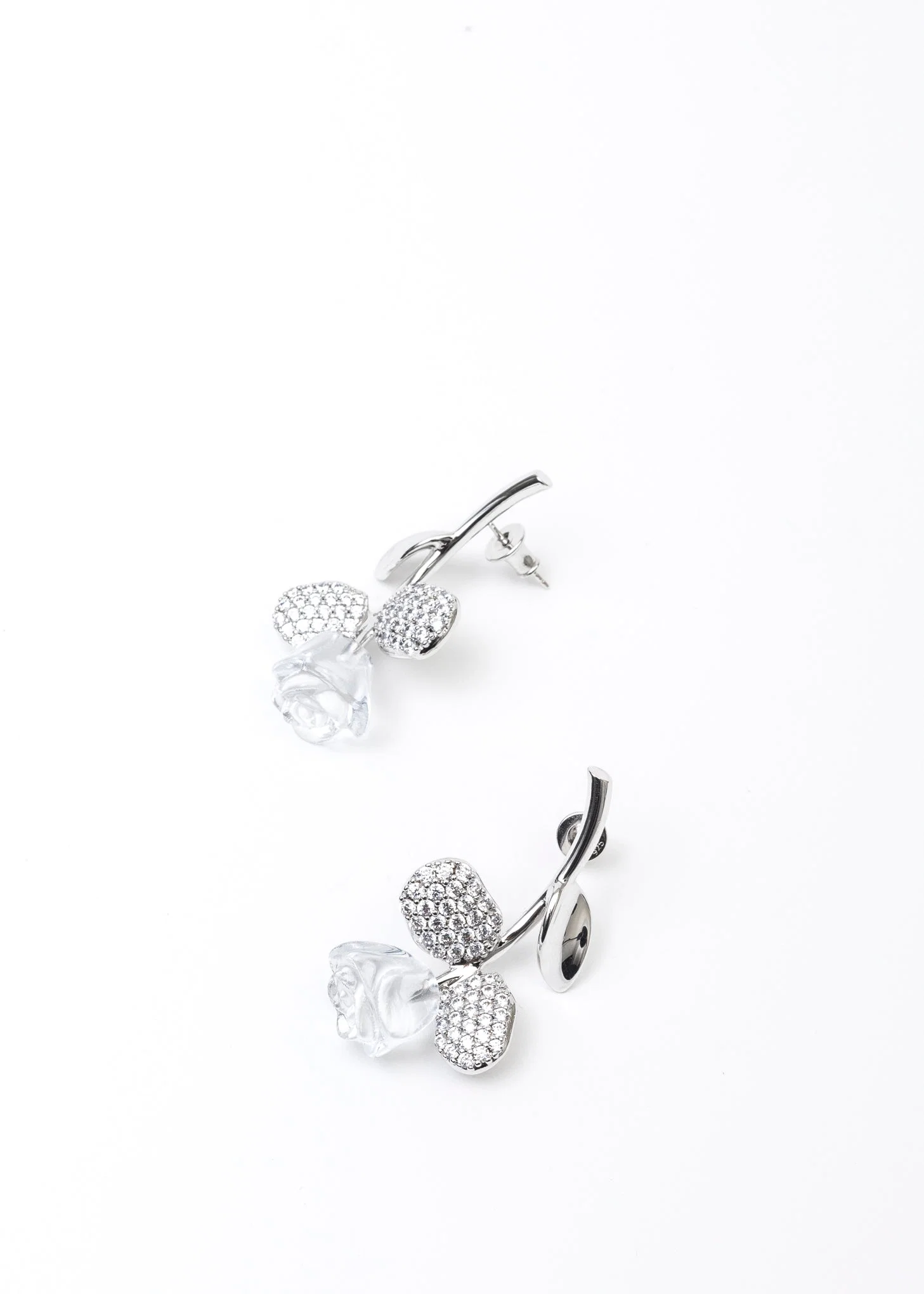 Upside Down Clear Rose Pave Earring - (Single) - Image 5