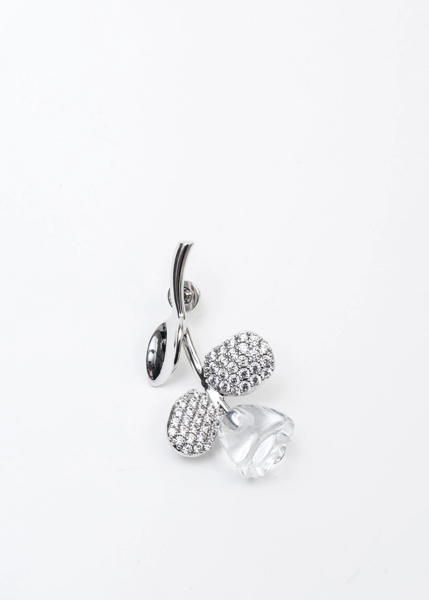 Upside Down Clear Rose Pave Earring - (Single) - Image 6