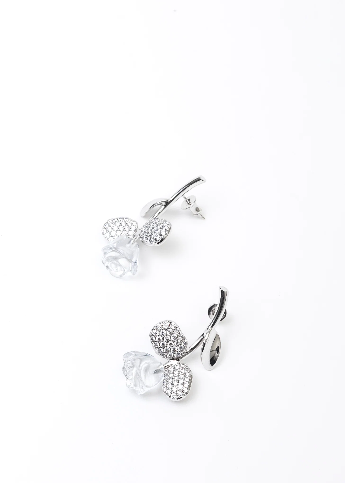 Upside Down Clear Rose Pave Earring - (Single) - Image 7