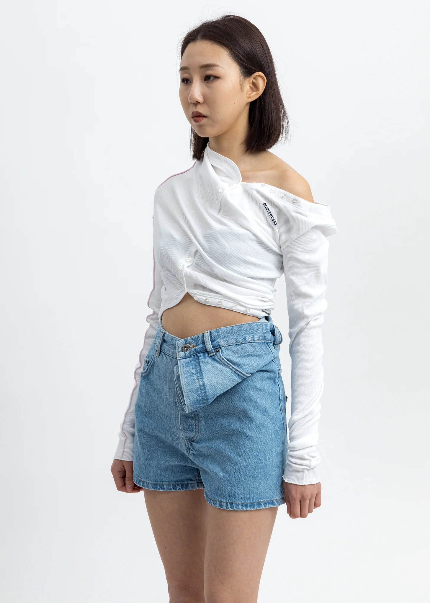 White Upside Down Long Sleeve Top - Image 2