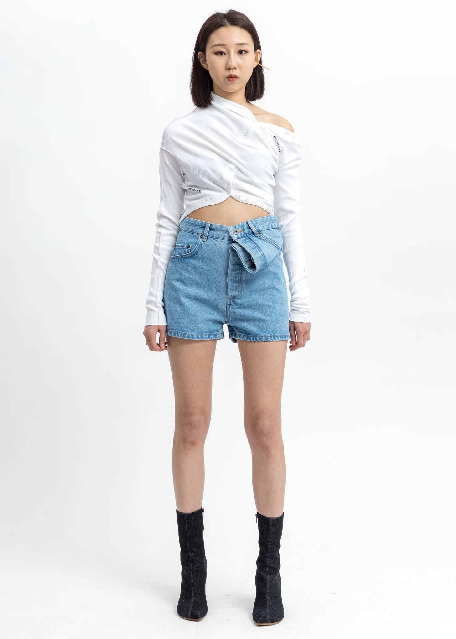 White Upside Down Long Sleeve Top - Image 6