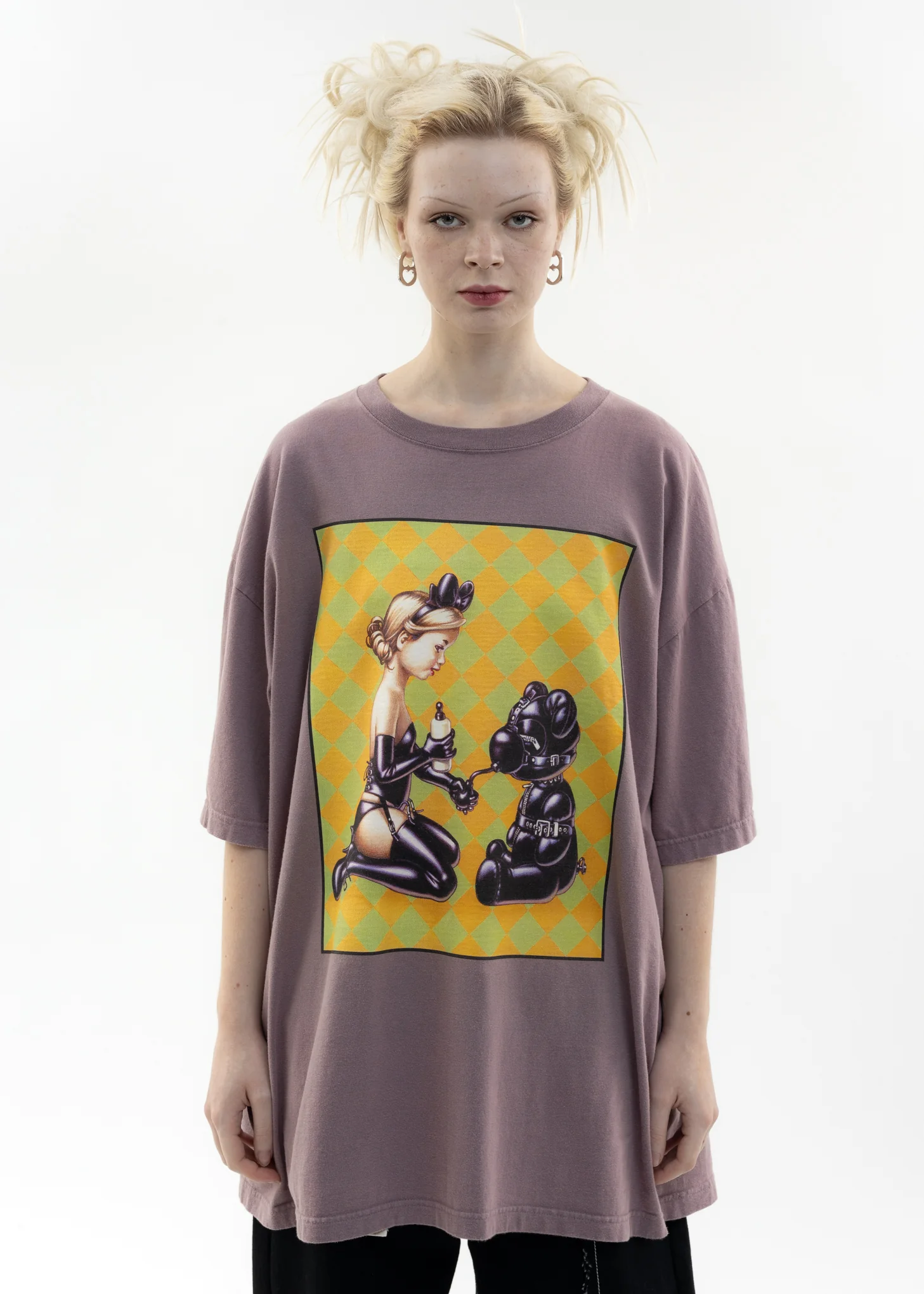 Used Grey KIDILL × EDWIN Bondage T-Shirt - Artwork by Trevor Brown