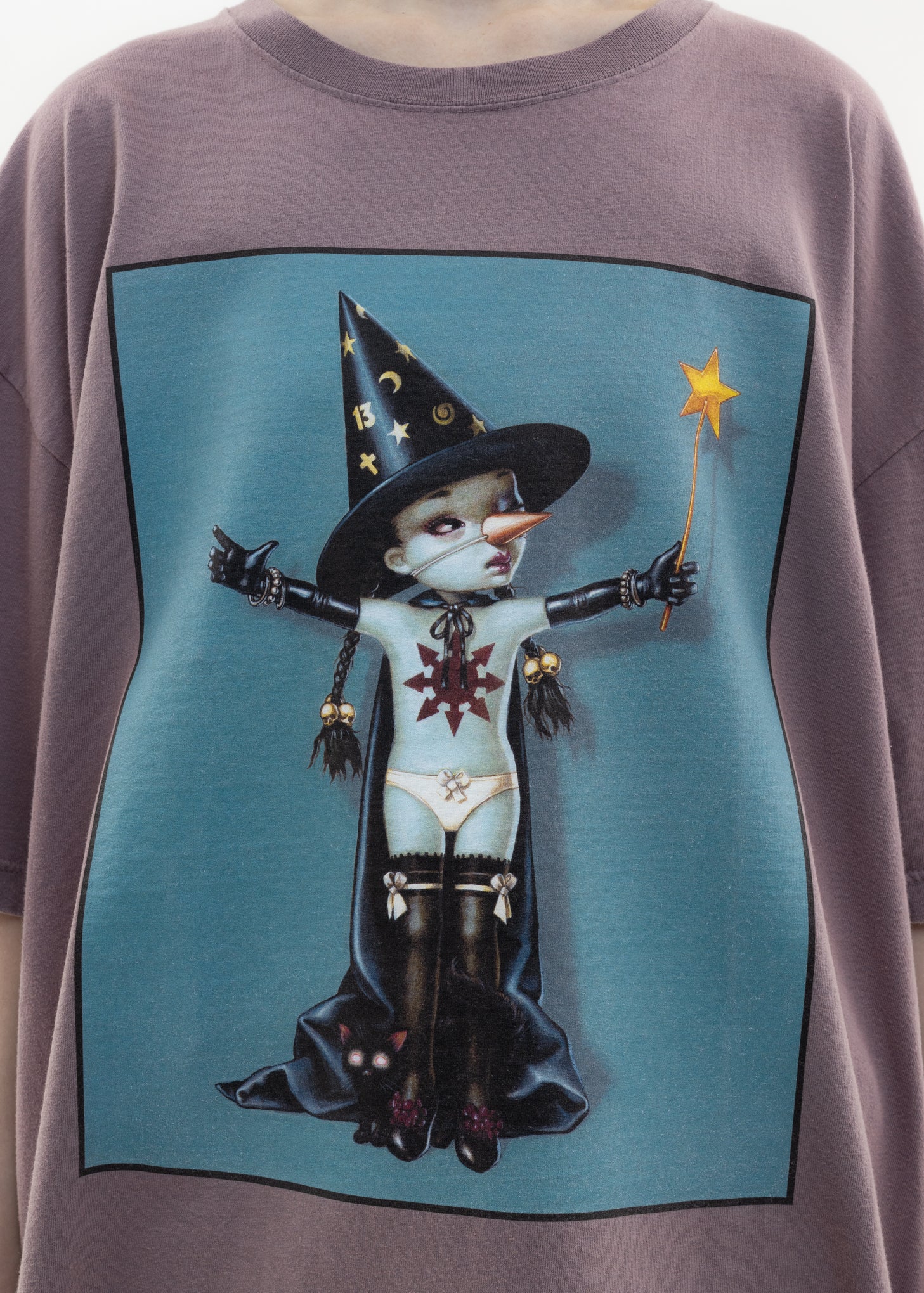 Used Grey KIDILL Ã— EDWIN Witchie T-Shirt - Artwork by Trevor Brown - Image 2