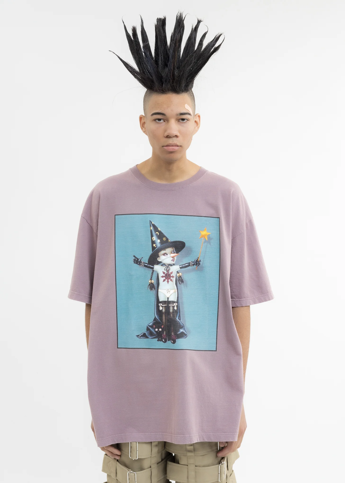 Used Grey KIDILL Ã— EDWIN Witchie T-Shirt - Artwork by Trevor Brown