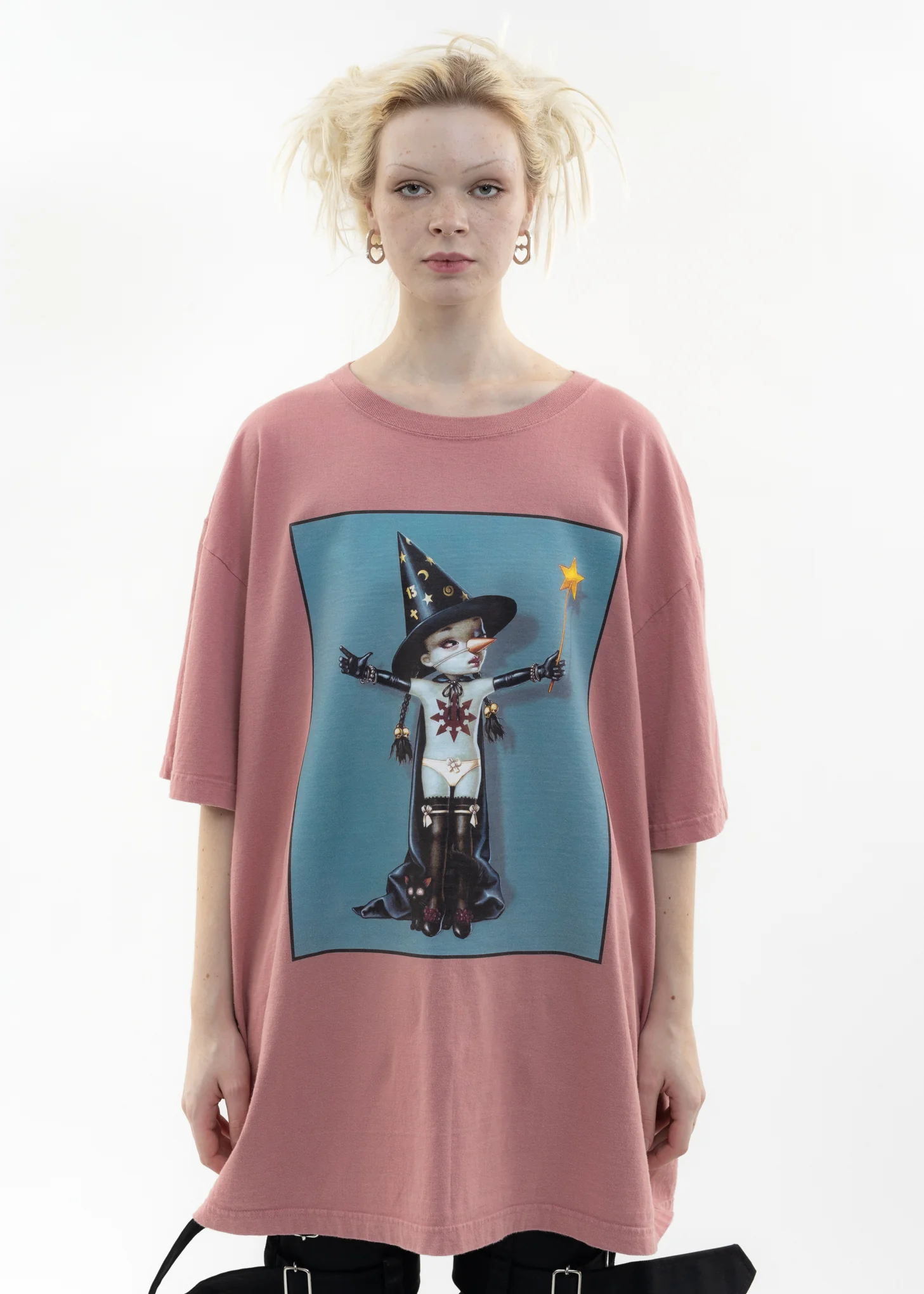 Used Pink KIDILL × EDWIN Witchie T-Shirt - Artwork by Trevor Brown