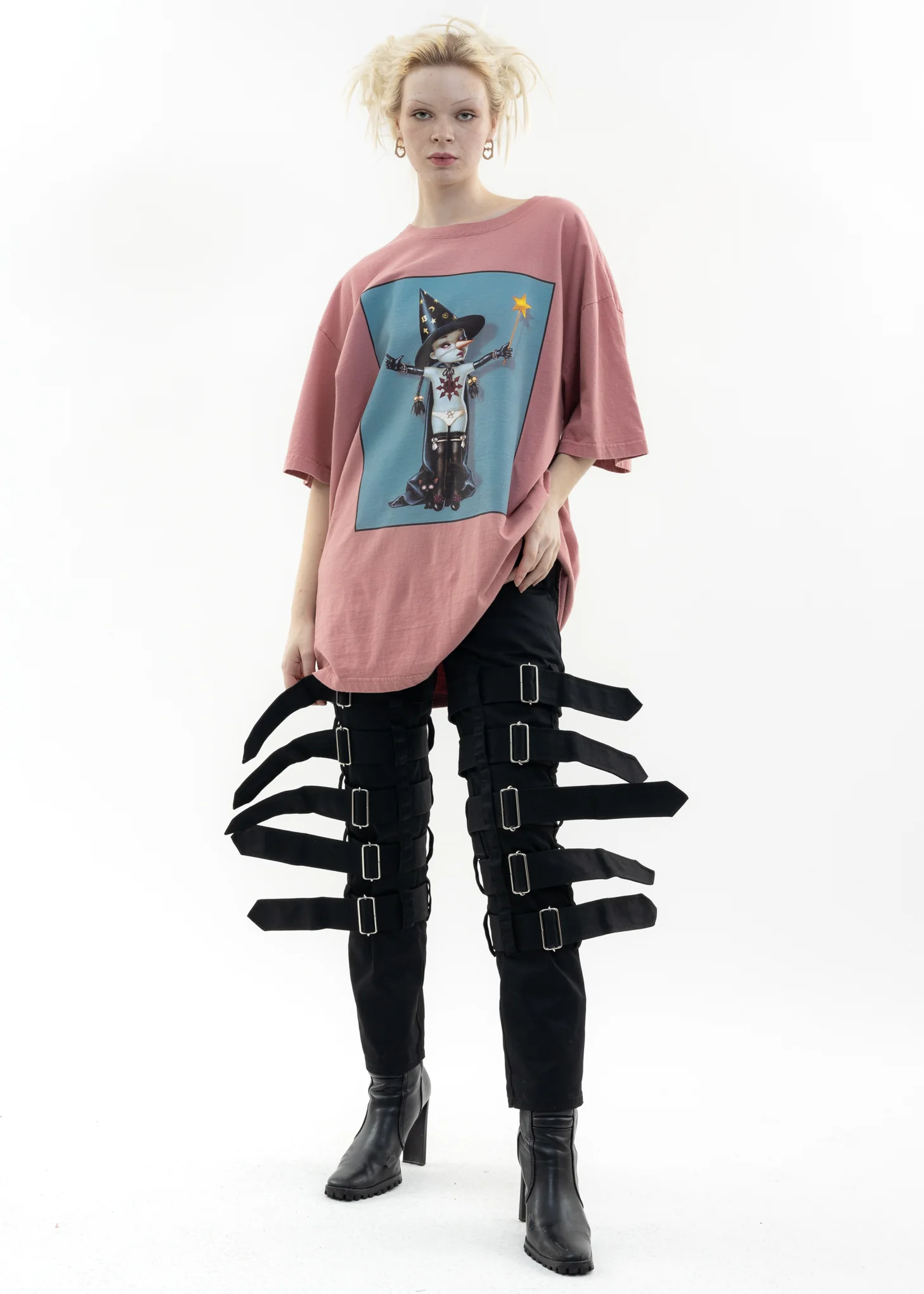 Used Pink KIDILL × EDWIN Witchie T-Shirt - Artwork by Trevor Brown - Image 5