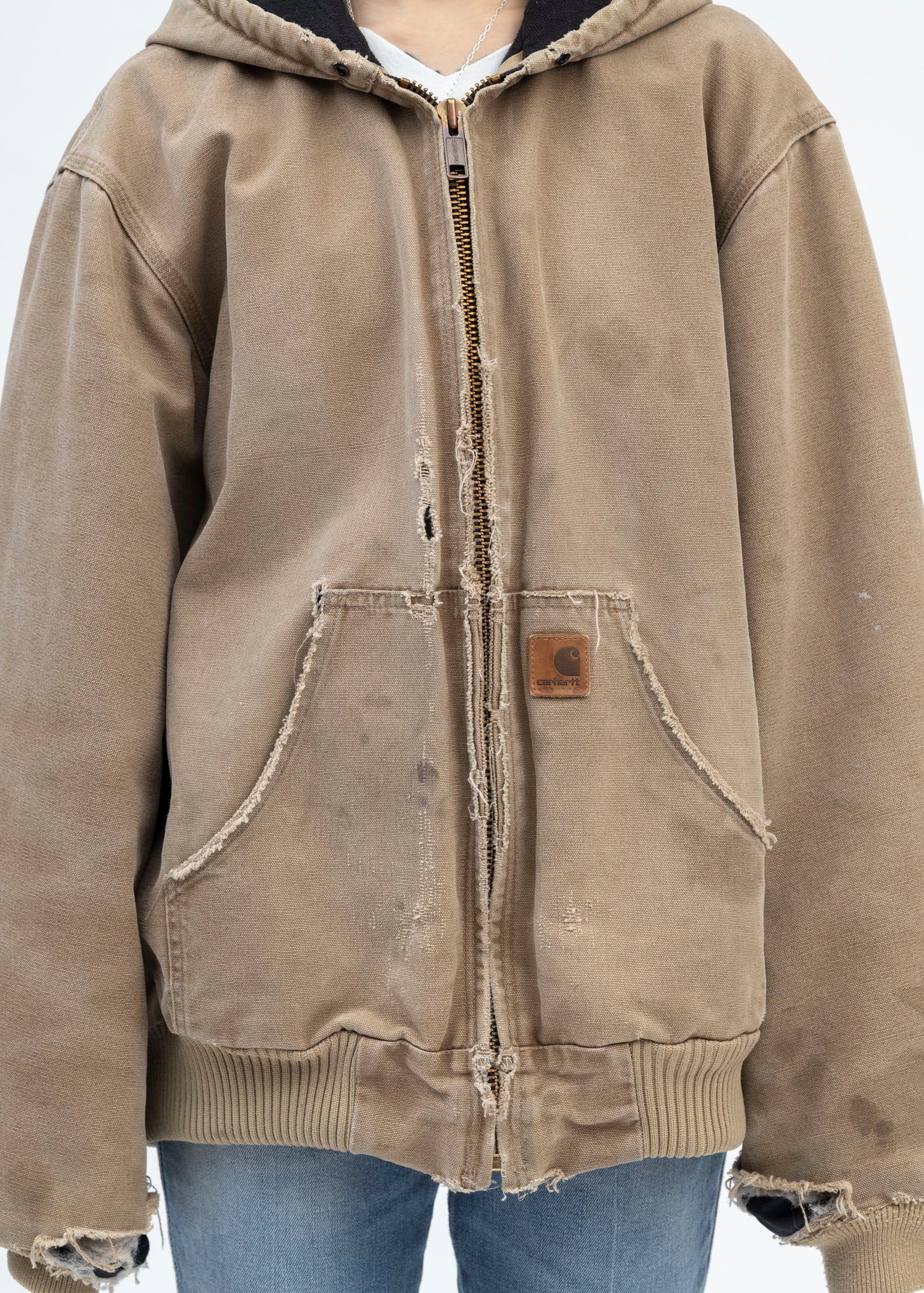 Vintage Beige Carhartt Hooded Jacket - Image 4