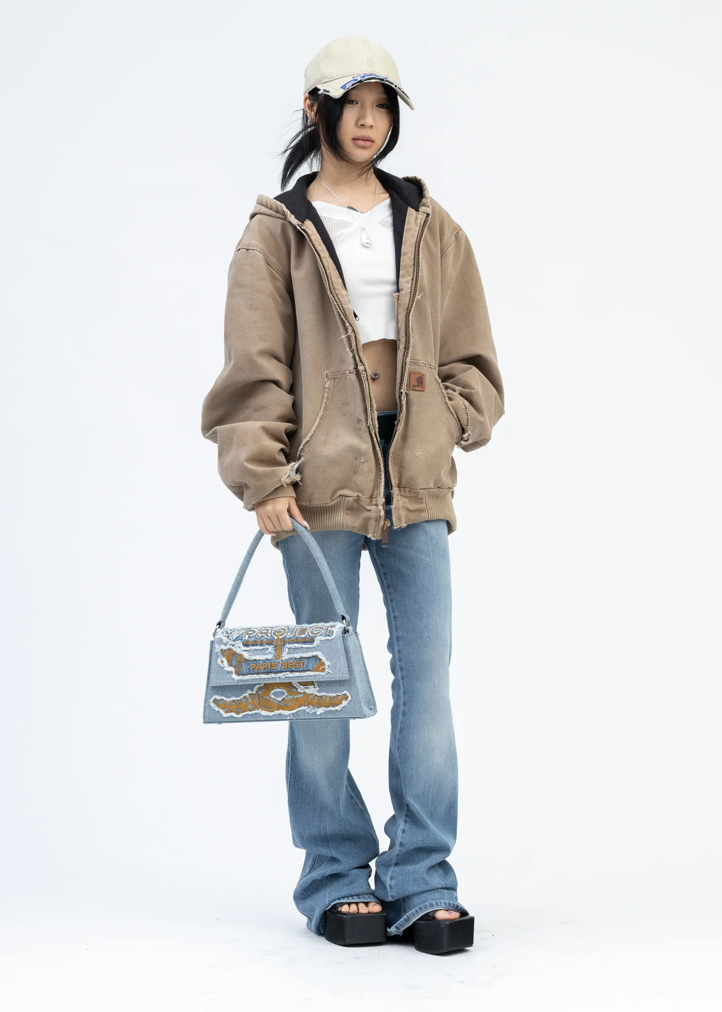 Vintage Beige Carhartt Hooded Jacket - Image 5