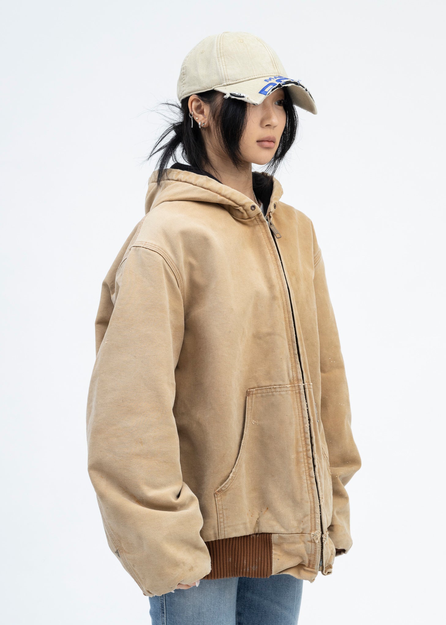 Vintage Beige Carhartt Hooded Jacket - Image 3