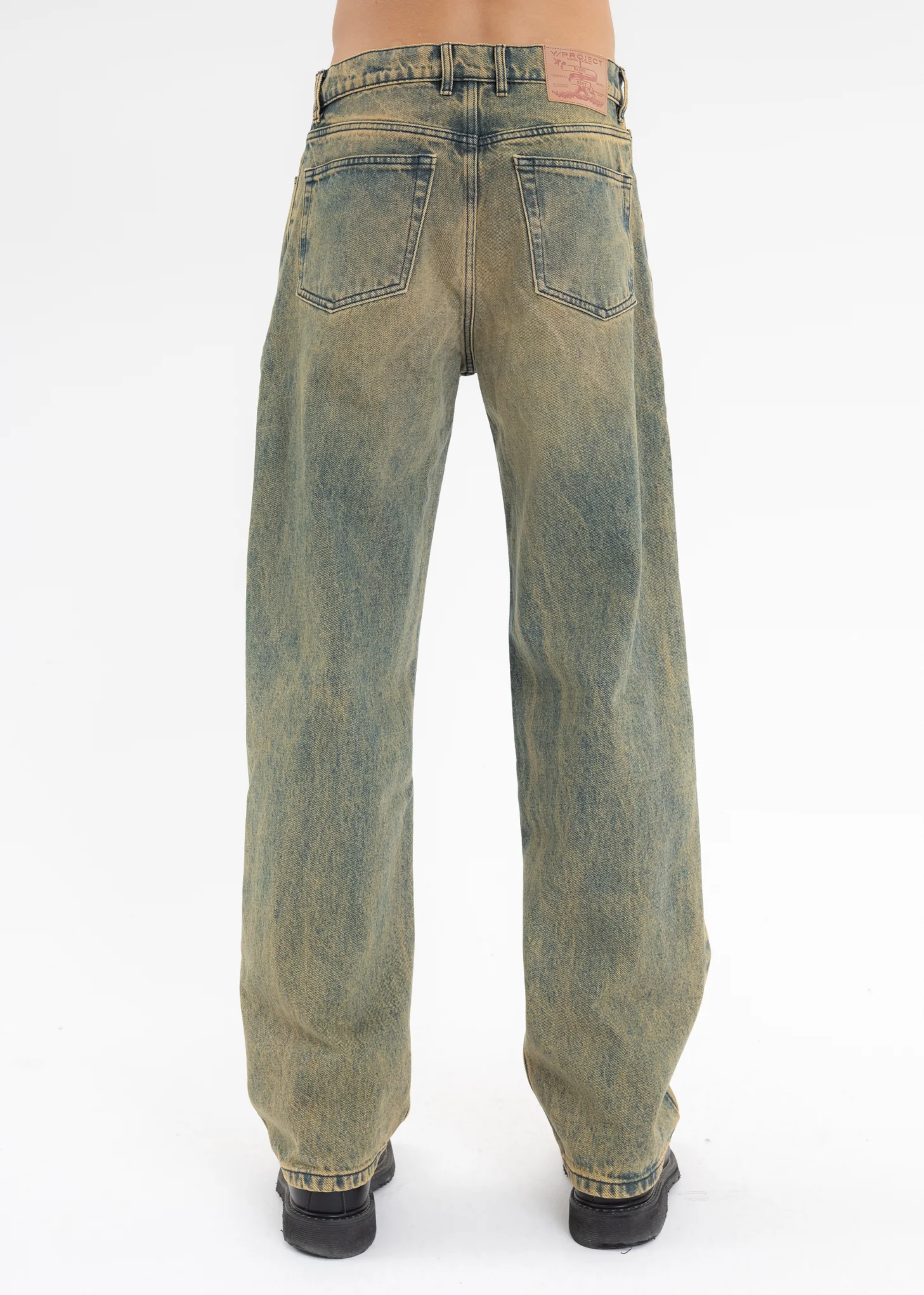 VINTAGE BEIGE PINCHED LOGO JEANS - Image 3