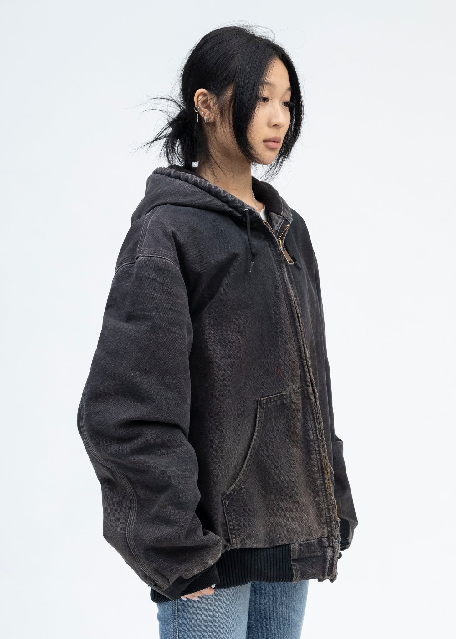 Vintage Black Carhartt Hooded Jacket - Image 2
