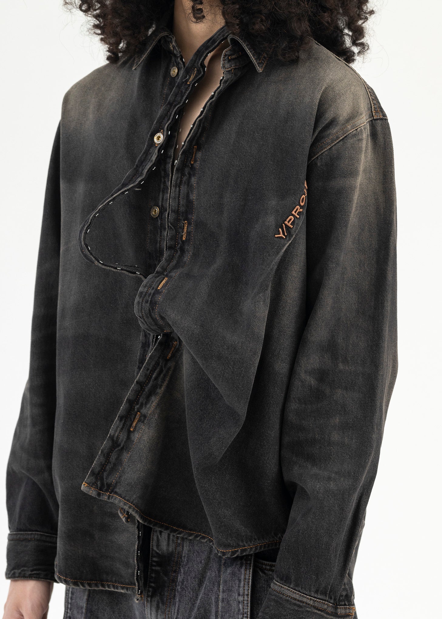 VINTAGE BLACK HOOK AND EYE DENIM SHIRT - Image 2