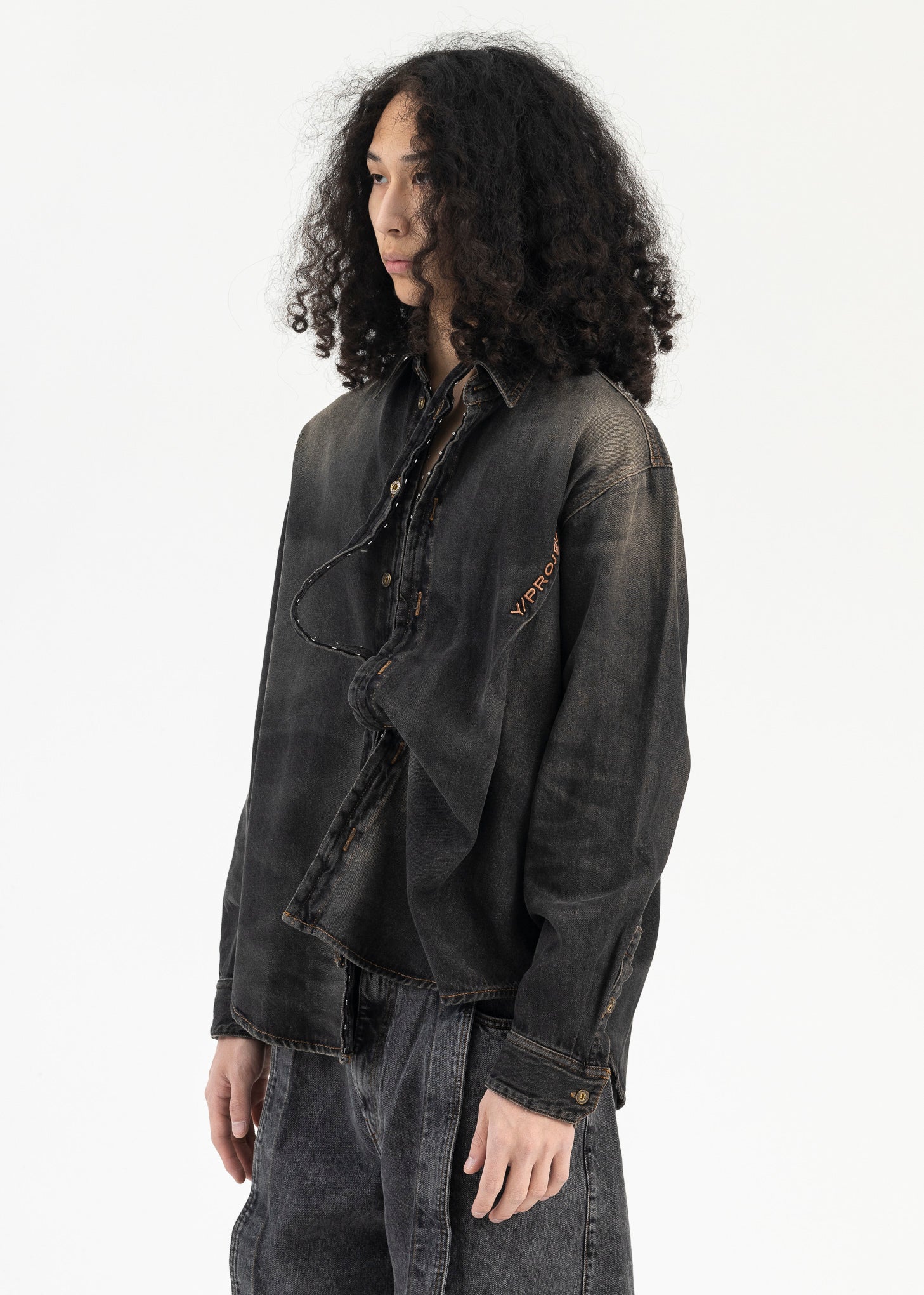 VINTAGE BLACK HOOK AND EYE DENIM SHIRT - Image 3