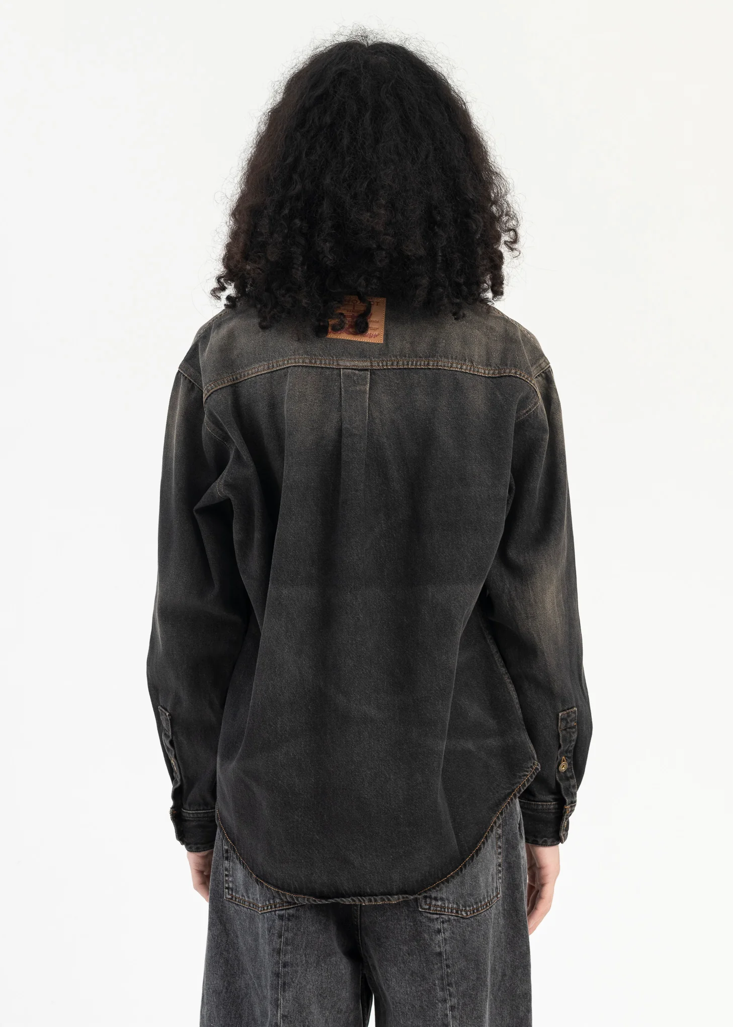 VINTAGE BLACK HOOK AND EYE DENIM SHIRT - Image 4