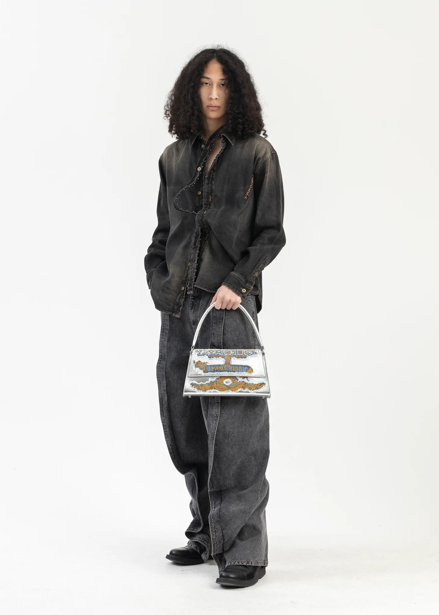 VINTAGE BLACK HOOK AND EYE DENIM SHIRT - Image 6