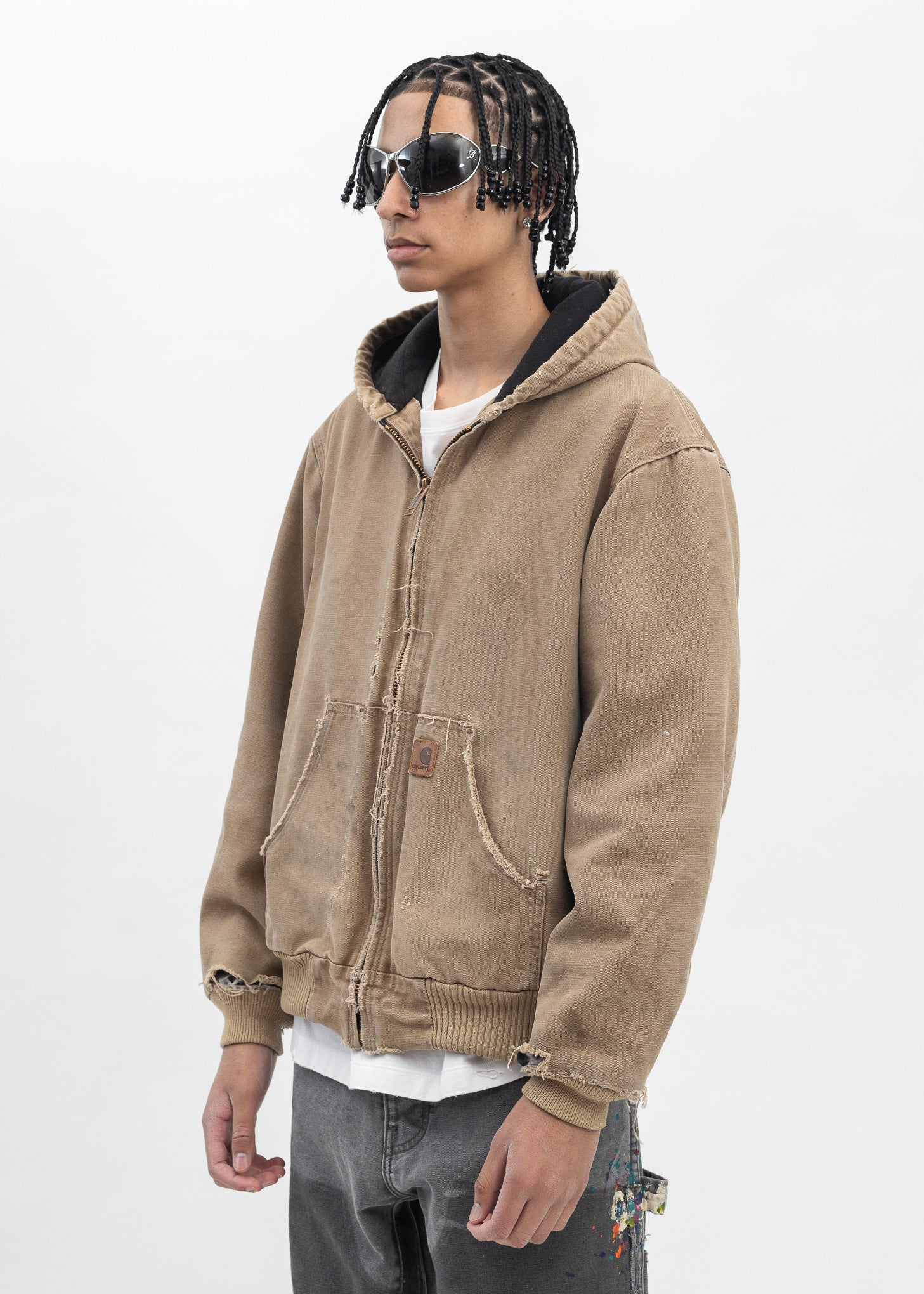 Vintage Beige Carhartt Hooded Jacket - Image 3