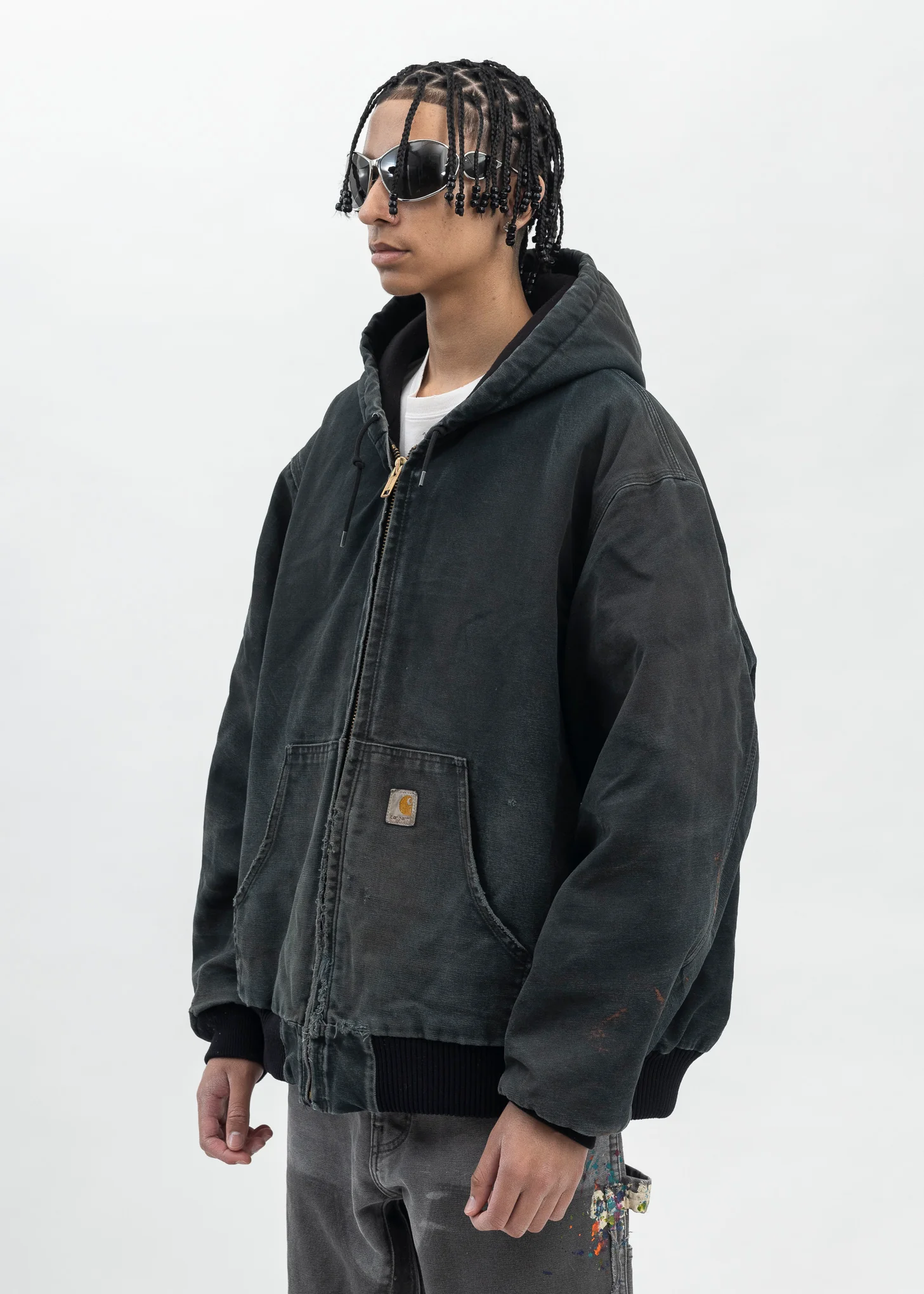 Vintage Black Carhartt Hooded Jacket - Image 3
