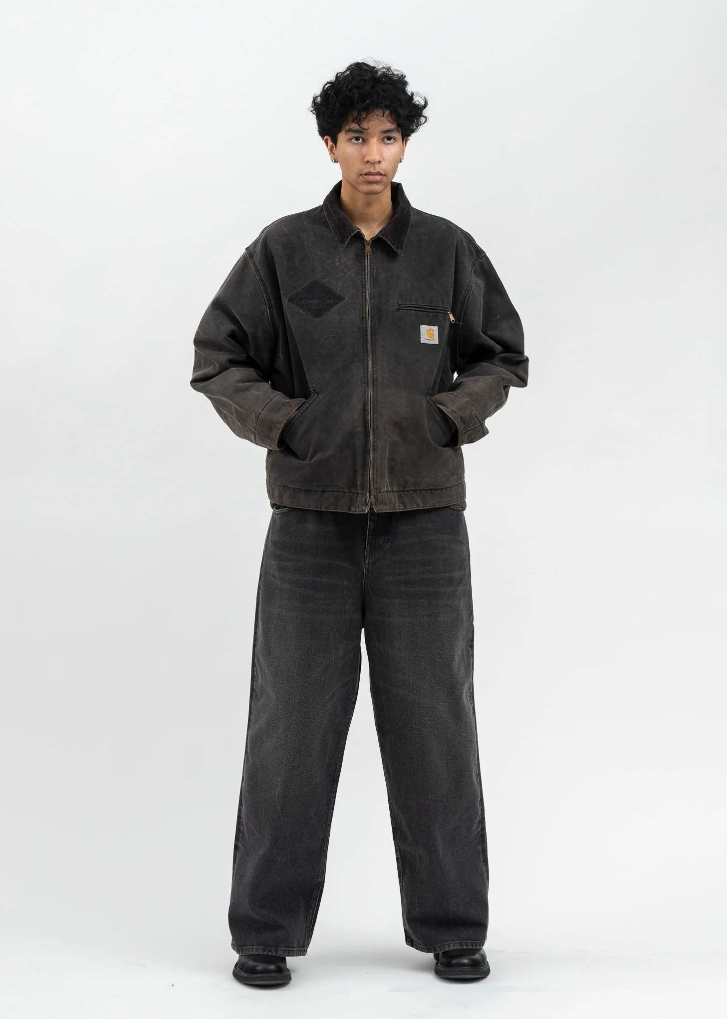 Vintage Washed Black Carhartt Detroit Jacket - Image 6