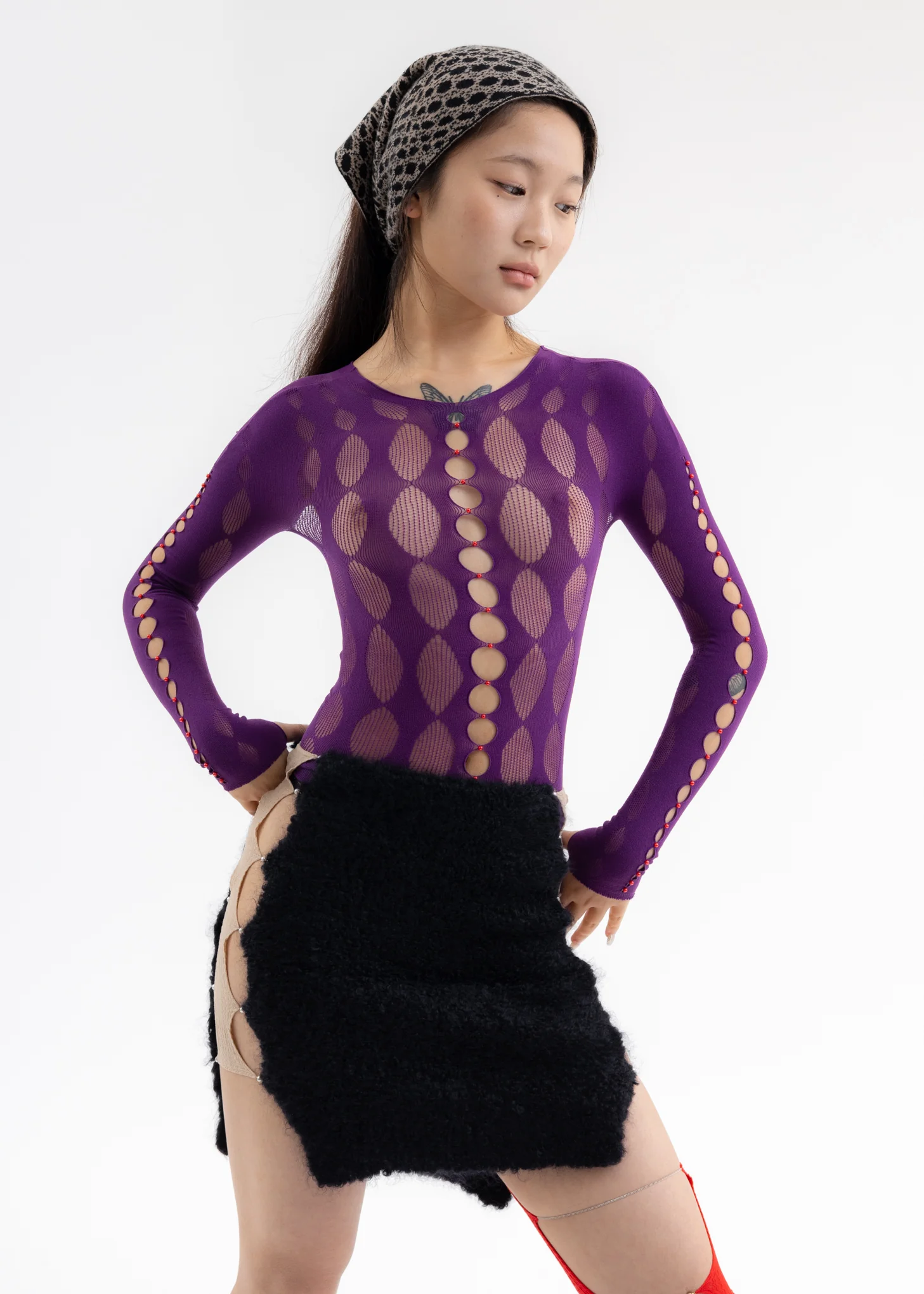 VIOLET SEMI-SHEER TOP