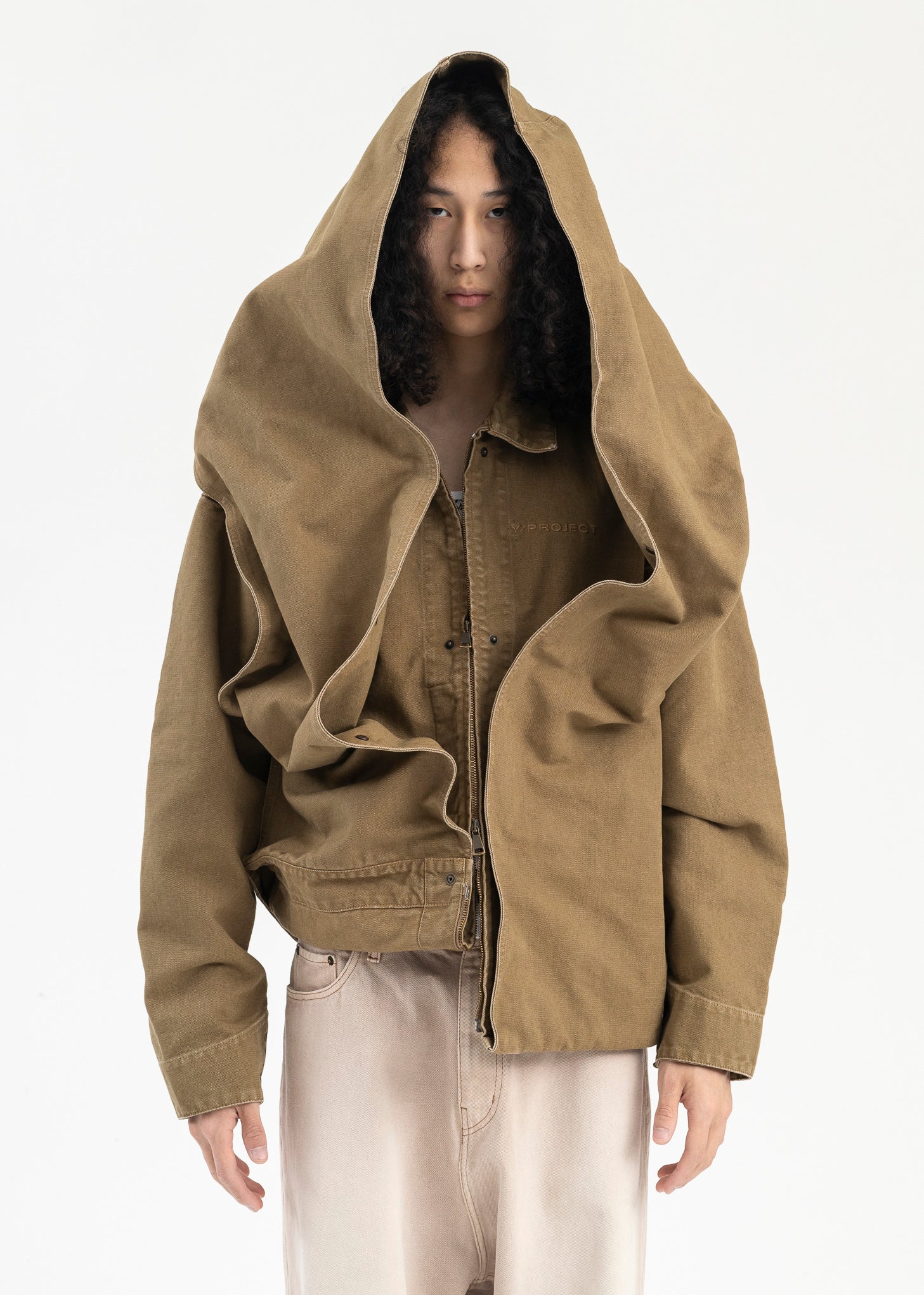 WARM BEIGE SNAP OFF PANEL HOOD CARGO JACKET