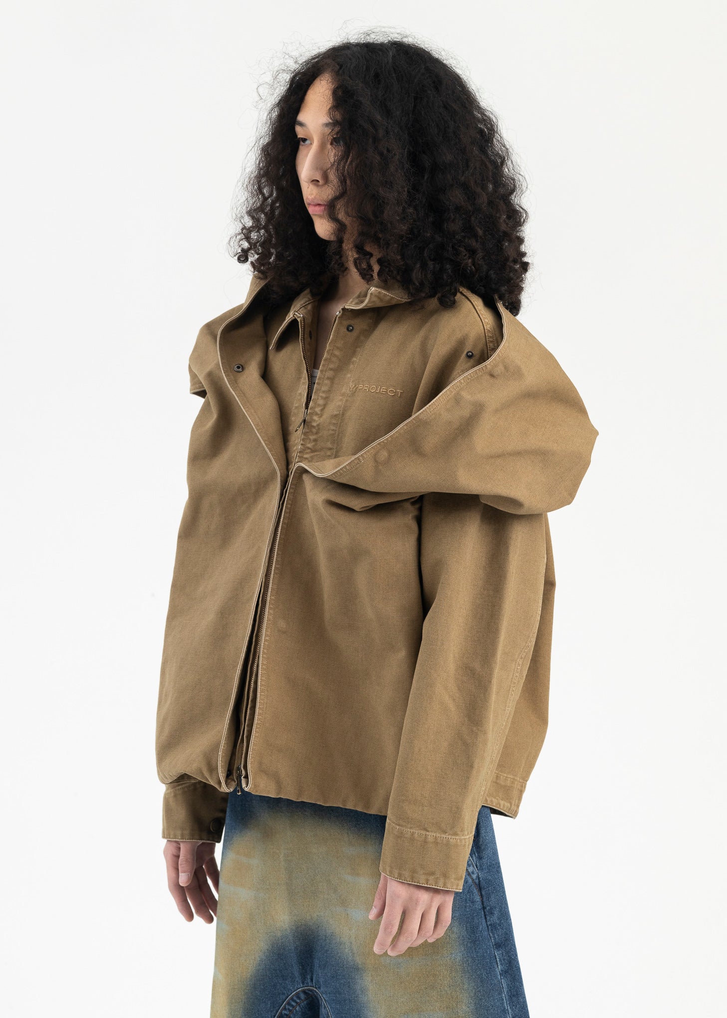 WARM BEIGE SNAP OFF PANEL HOOD CARGO JACKET - Image 6