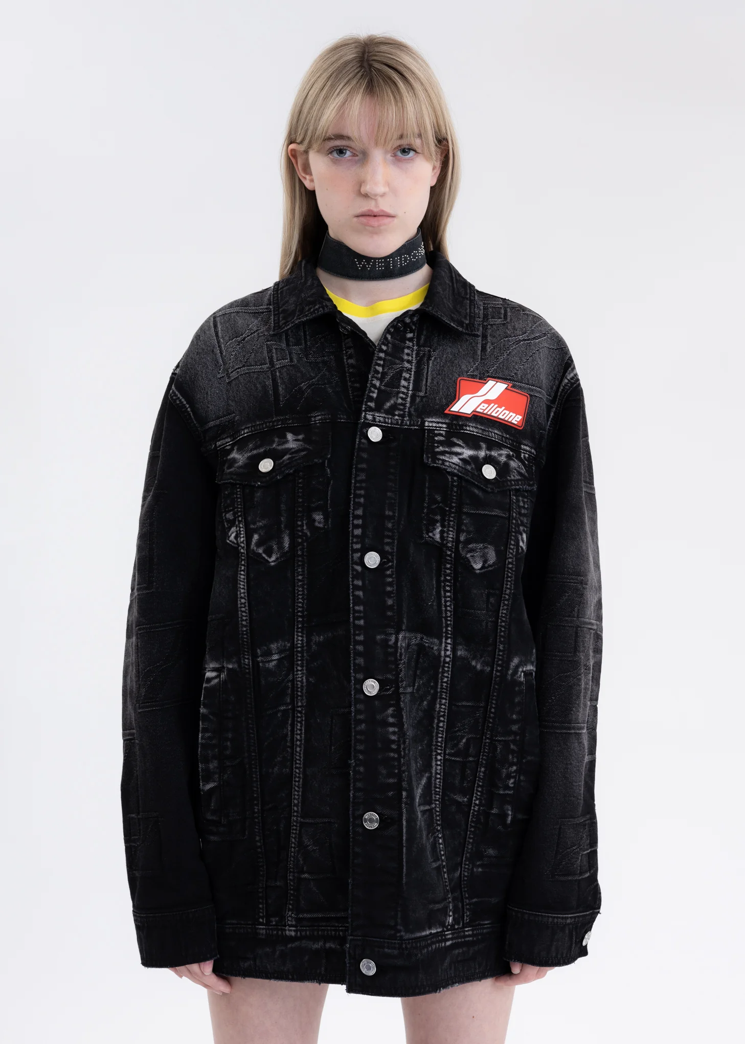 WASH BLACK LOGO JACQUARD TRUCKER JACKET
