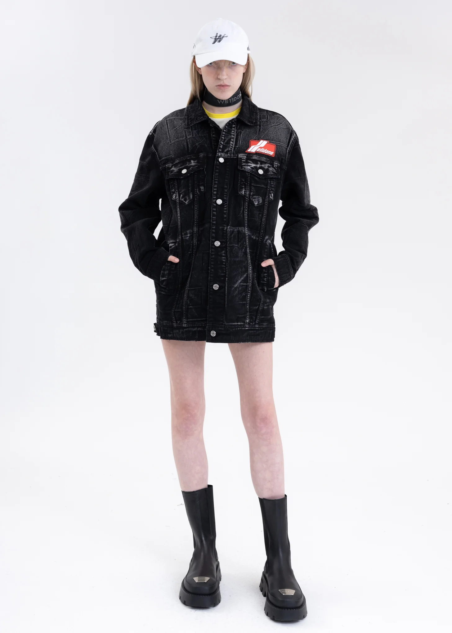 WASH BLACK LOGO JACQUARD TRUCKER JACKET - Image 5
