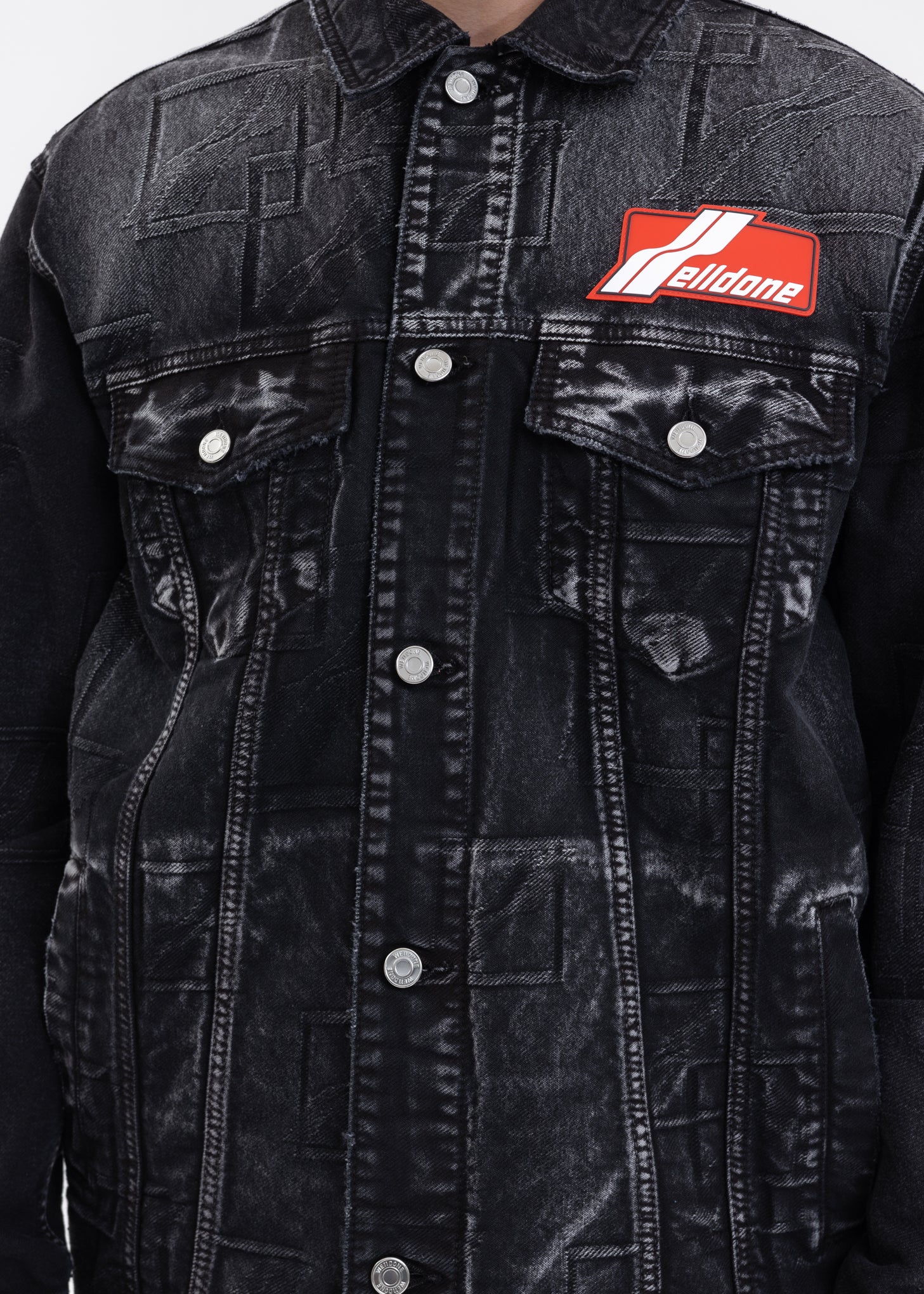 WASH BLACK LOGO JACQUARD TRUCKER JACKET - Image 4