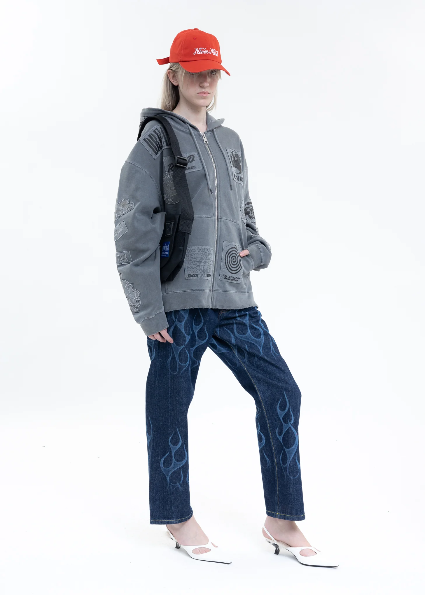 Washed Black EXTRA HOOD ZIPPED PATCH Hoodies - Image 5