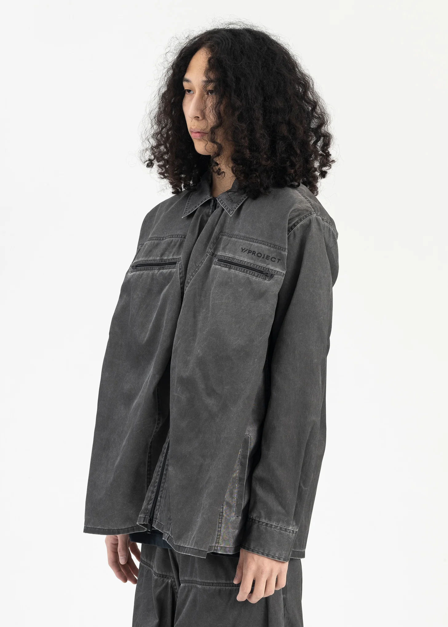 WASHED BLACK POP-UP OVERSHIRT - Image 2