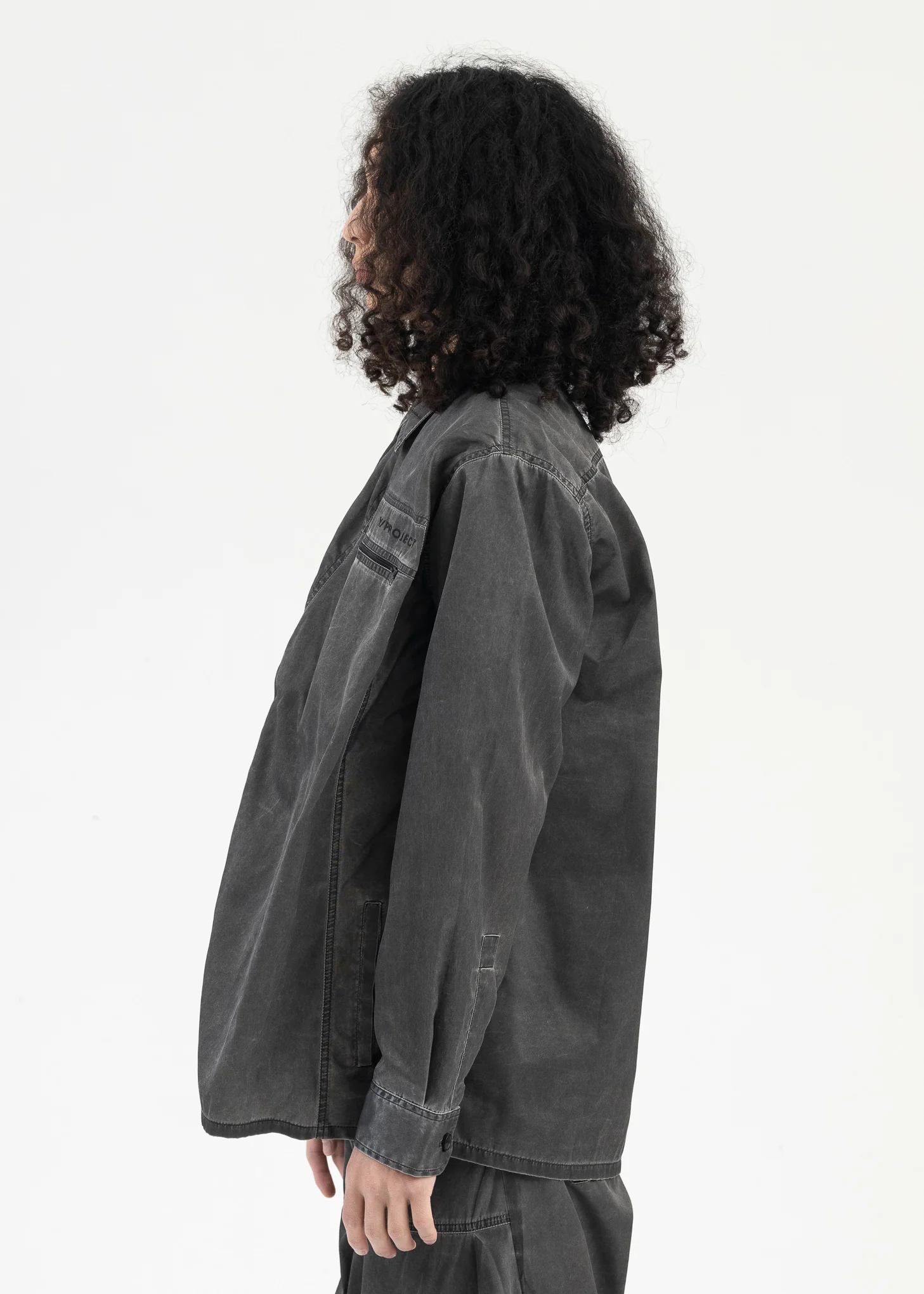 WASHED BLACK POP-UP OVERSHIRT - Image 3