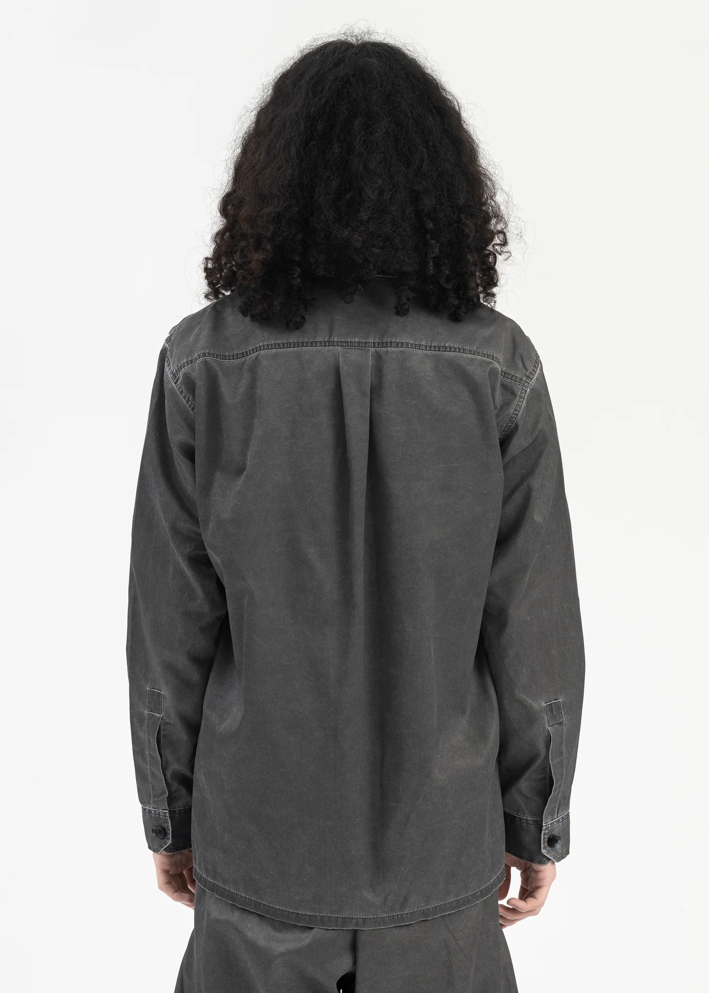 WASHED BLACK POP-UP OVERSHIRT - Image 4