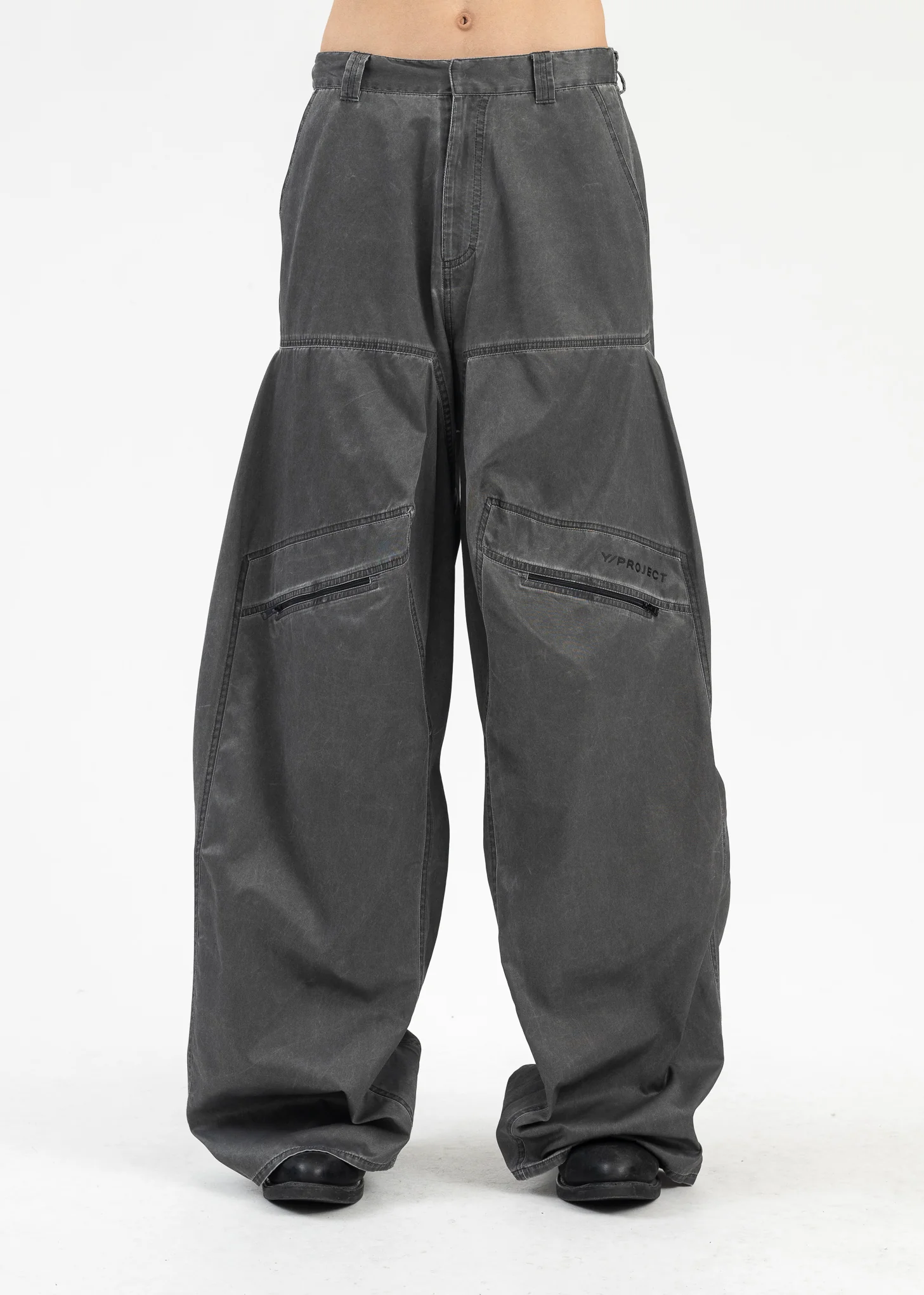 WASHED BLACK POP-UP PANTS