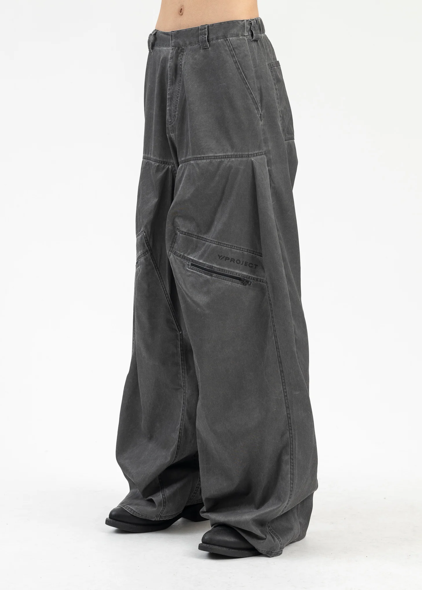 WASHED BLACK POP-UP PANTS - Image 2