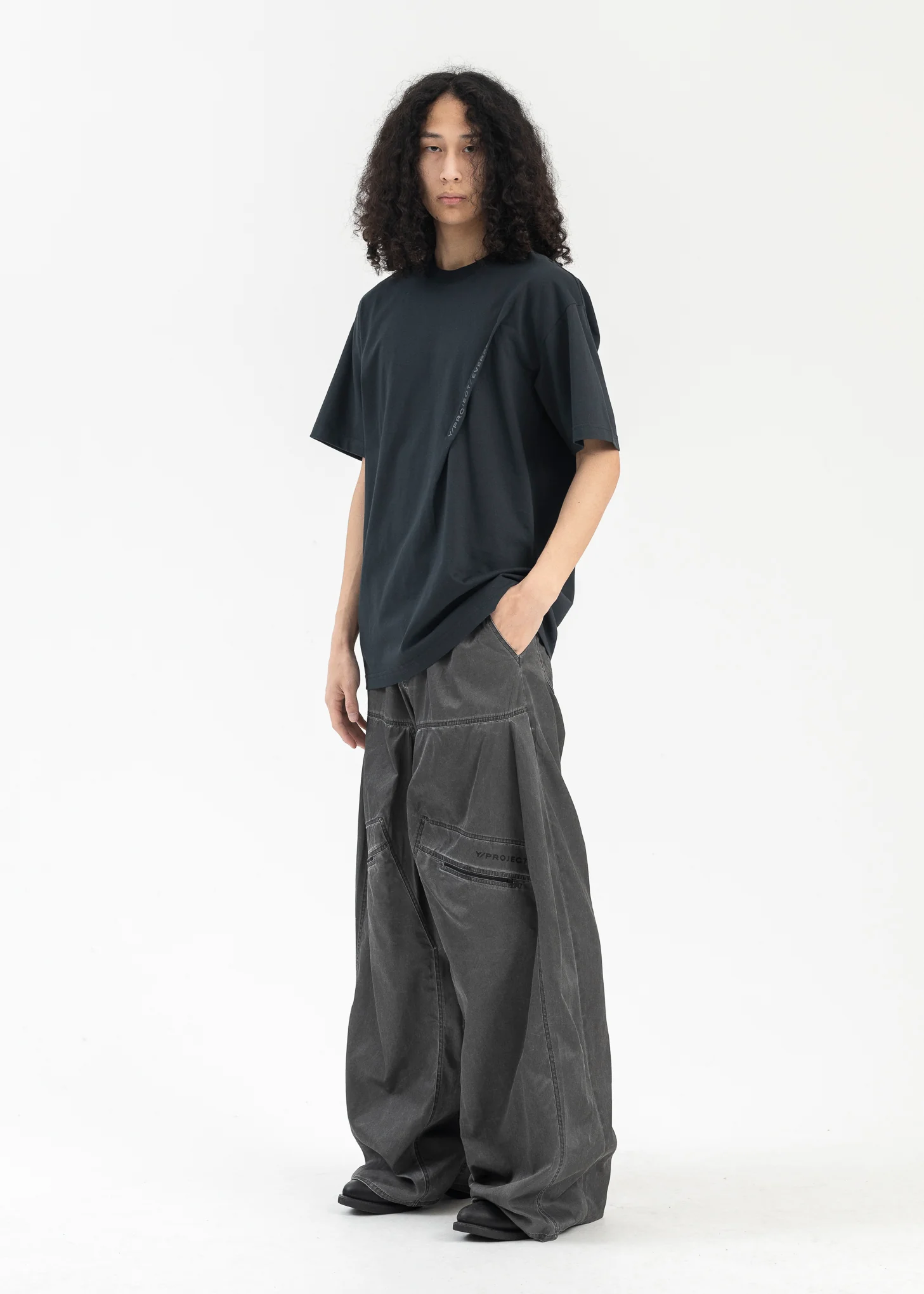 WASHED BLACK POP-UP PANTS - Image 6