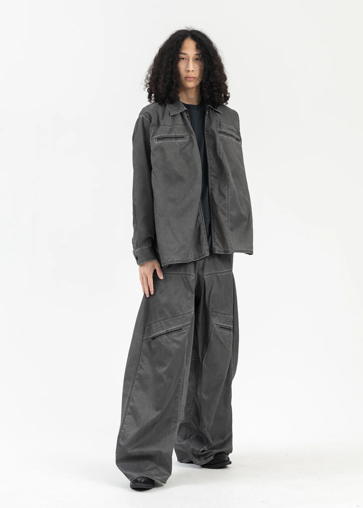 WASHED BLACK POP-UP PANTS - Image 7