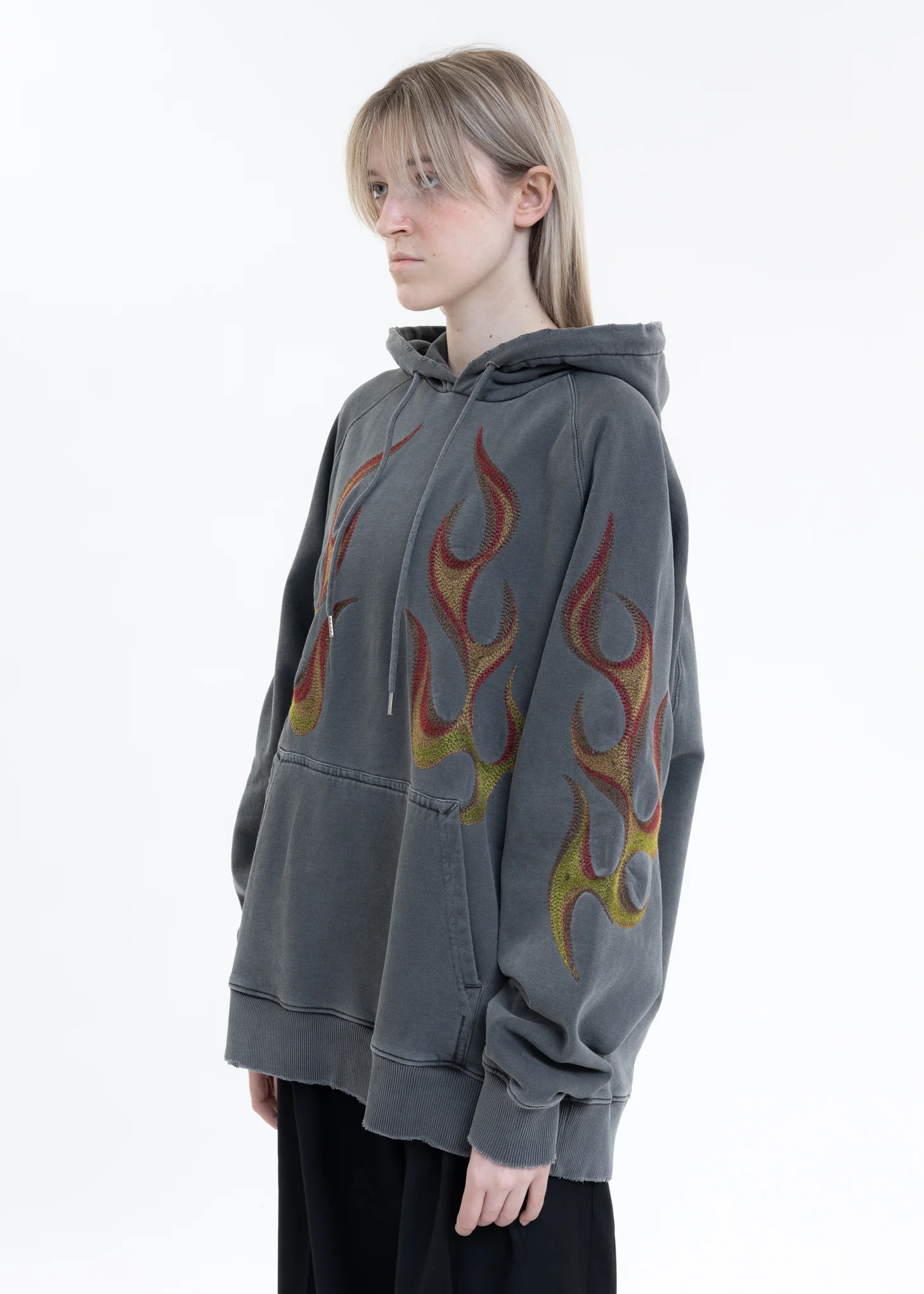 Washed Black RACING FLAMING Hoodies - Image 2