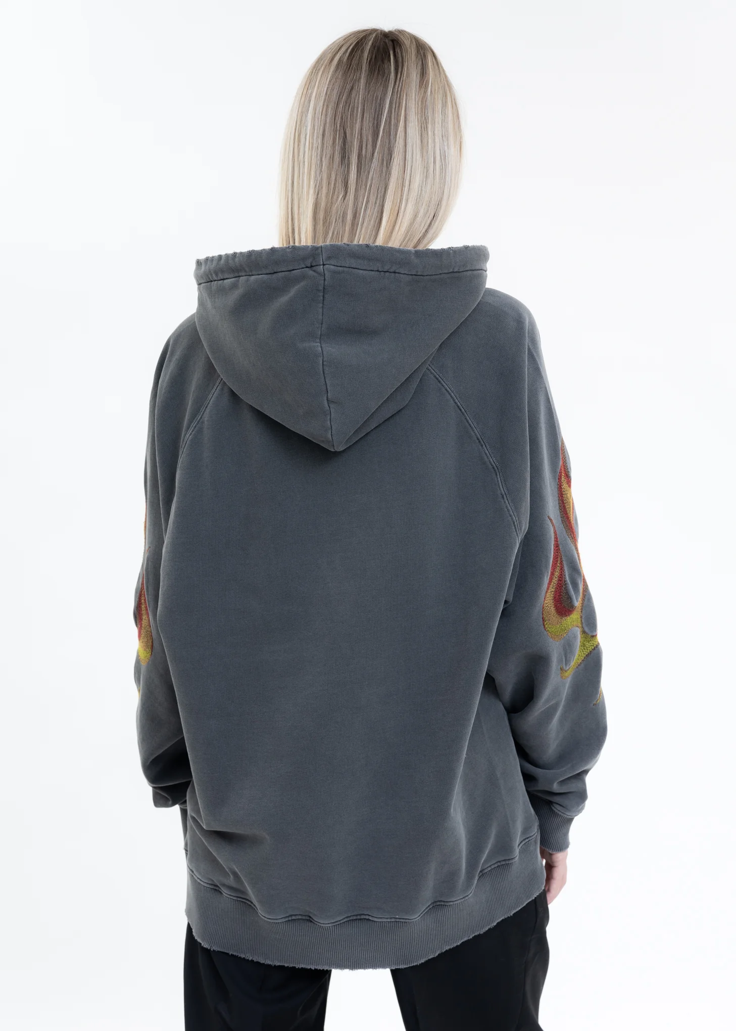 Washed Black RACING FLAMING Hoodies - Image 3