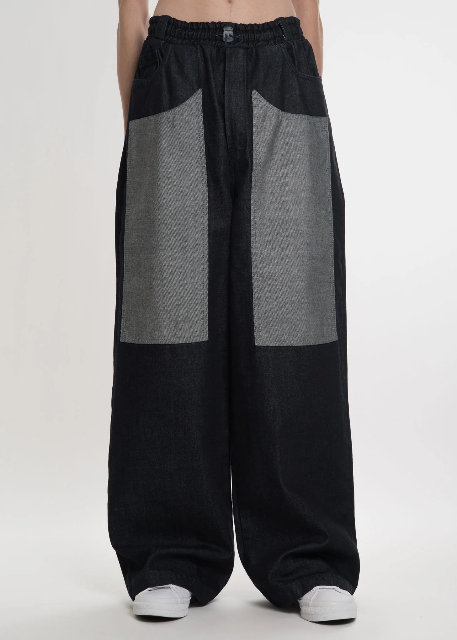 Unwashed Loose Elastic Denim Trousers