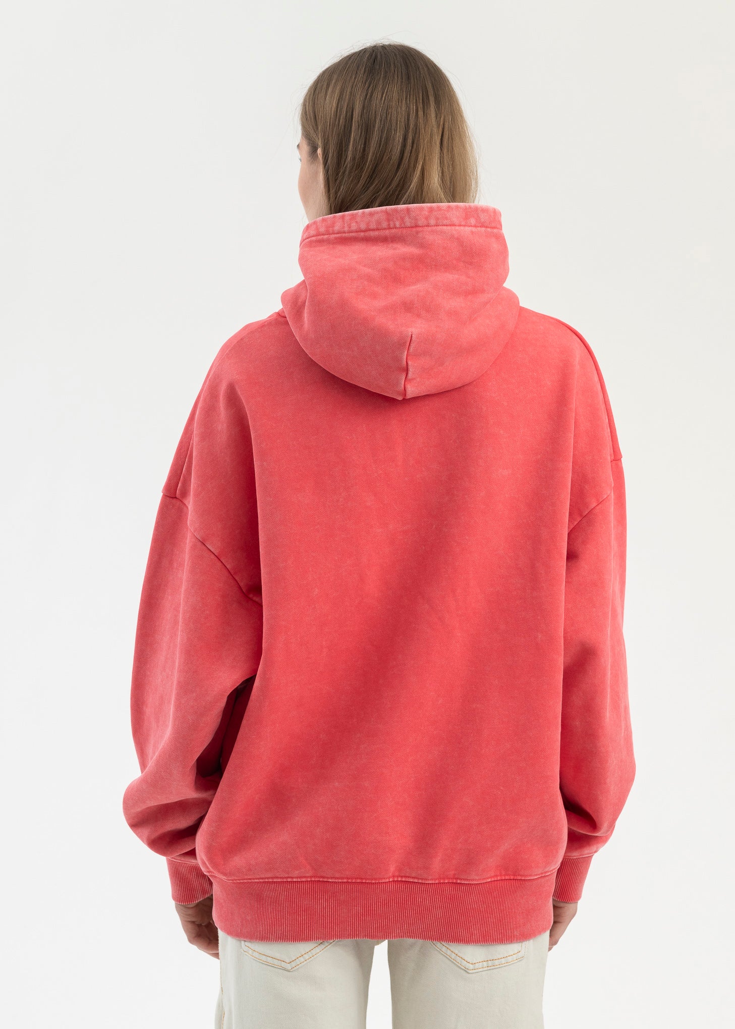 WASHED RED EMBROIDERY PATCHWORK  HOODIES - Image 4
