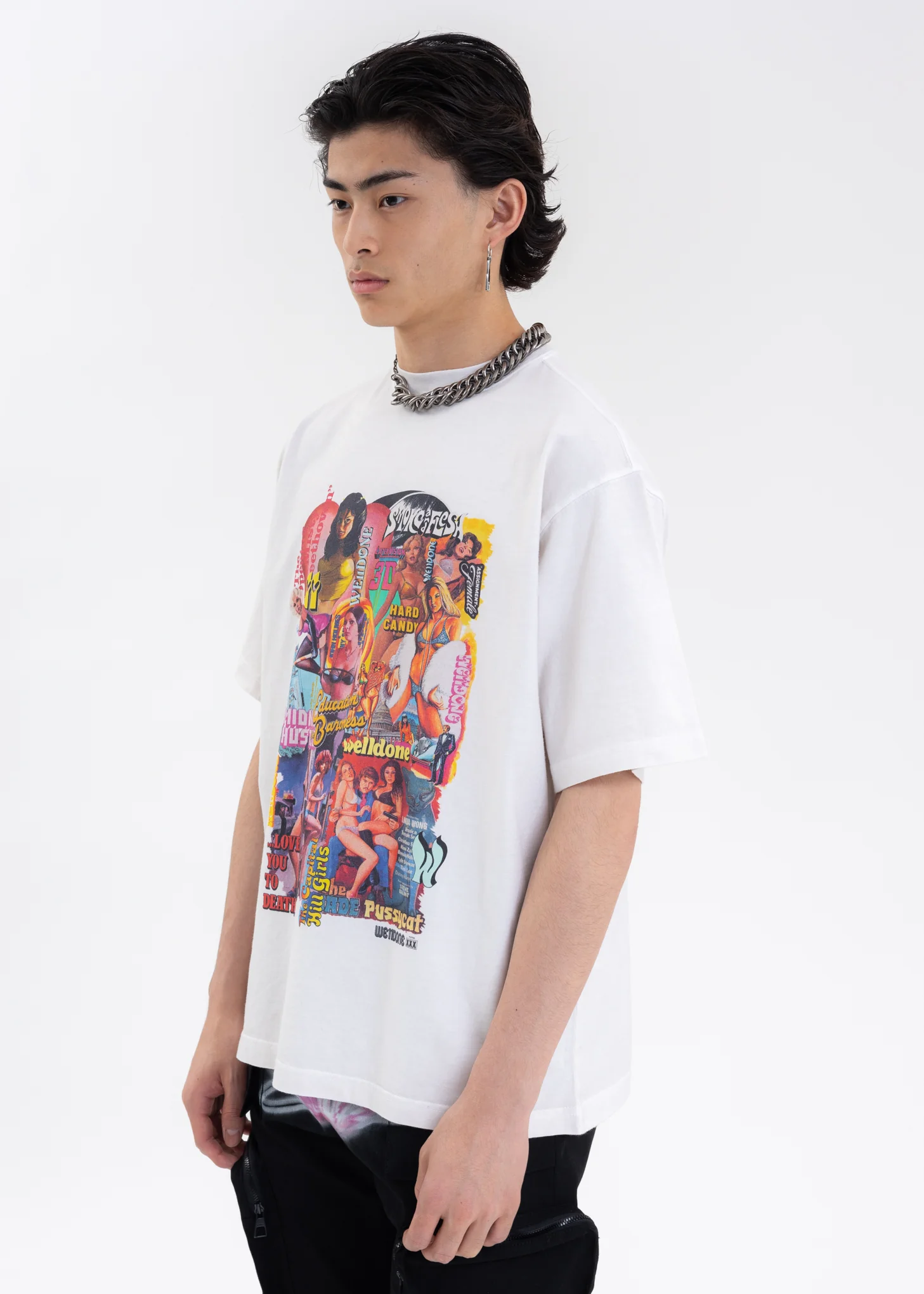 Washed White New Movie Collage T-Shirt - Image 3