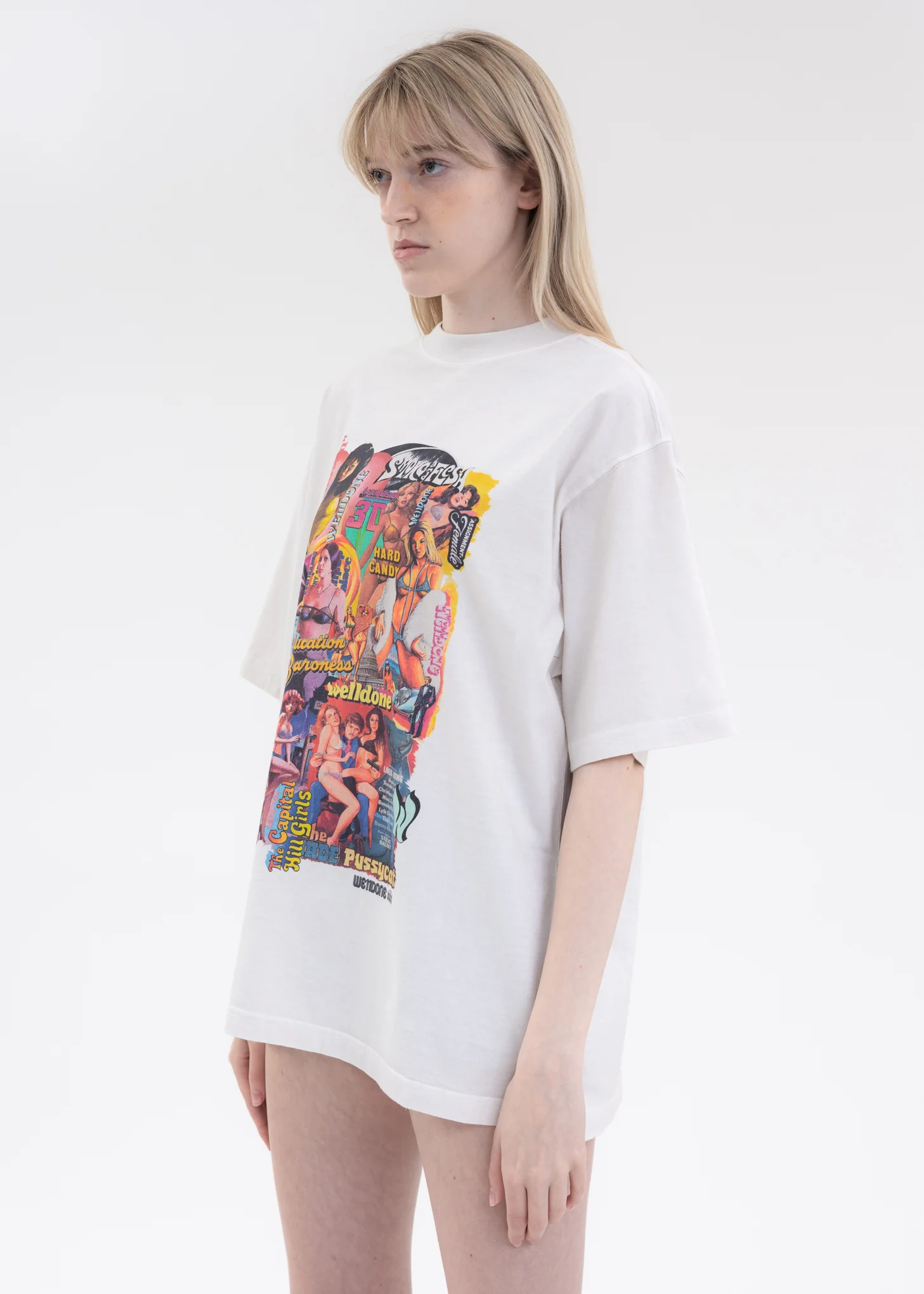 Washed White New Movie Collage T-Shirt - Image 3