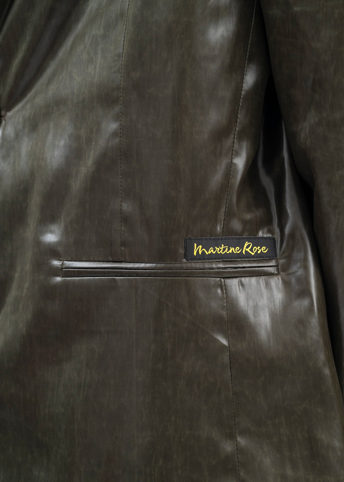 WET LOOK KHAKI EMPTY SINGLE BREASTED JACKET - Image 5