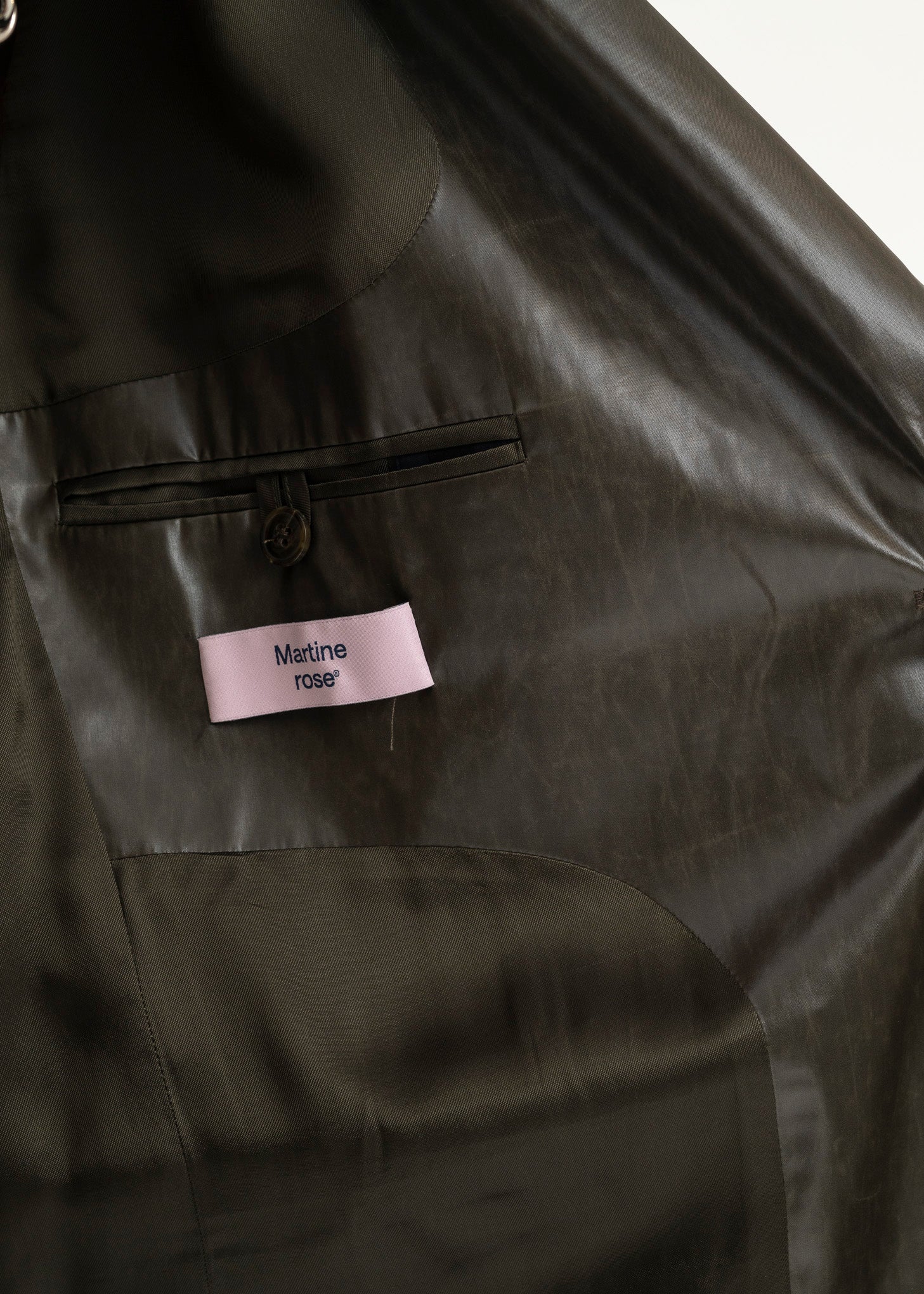 WET LOOK KHAKI EMPTY SINGLE BREASTED JACKET - Image 6