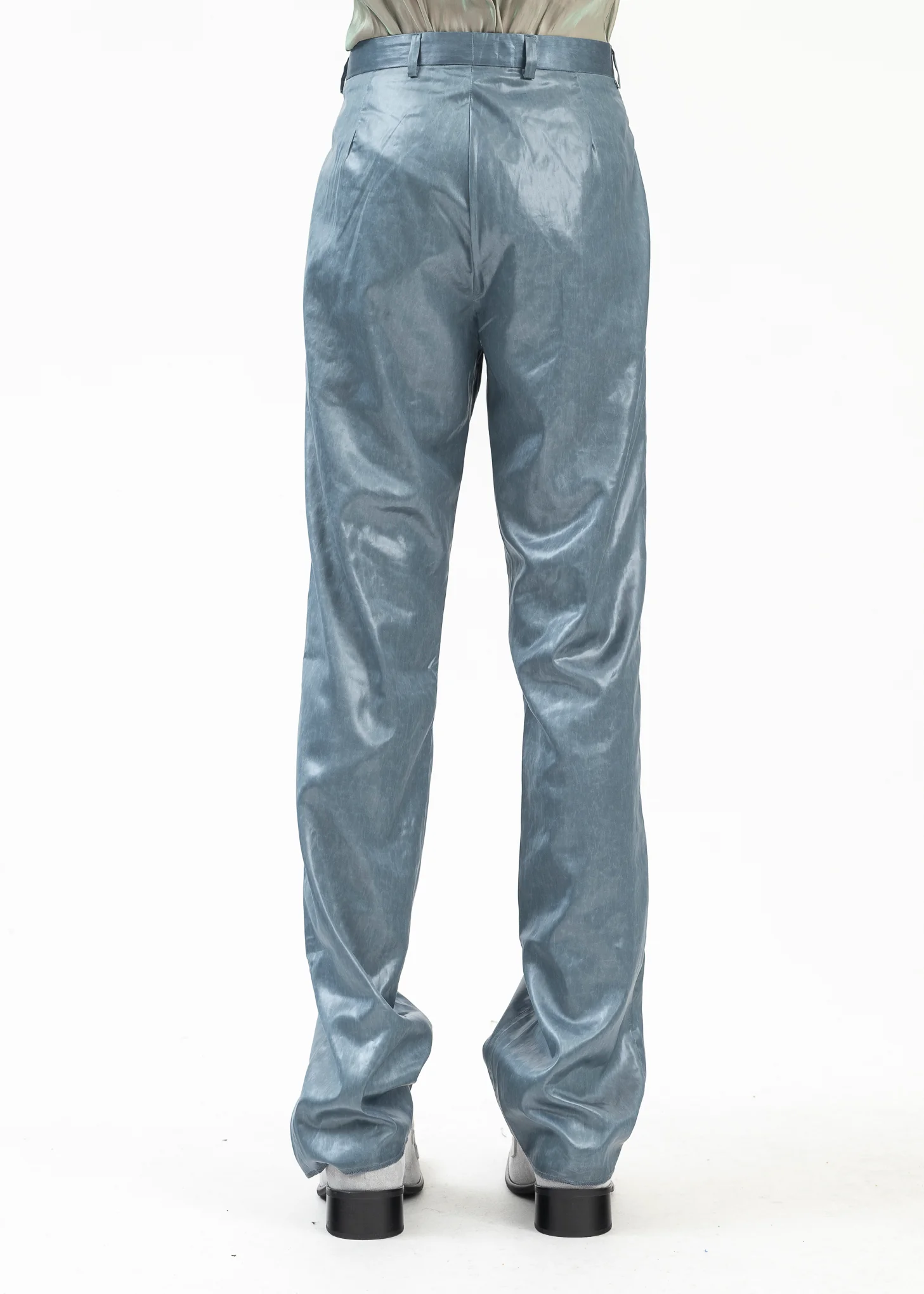 WET LOOK PETROL NARROW FRONT TROUSER - Image 2