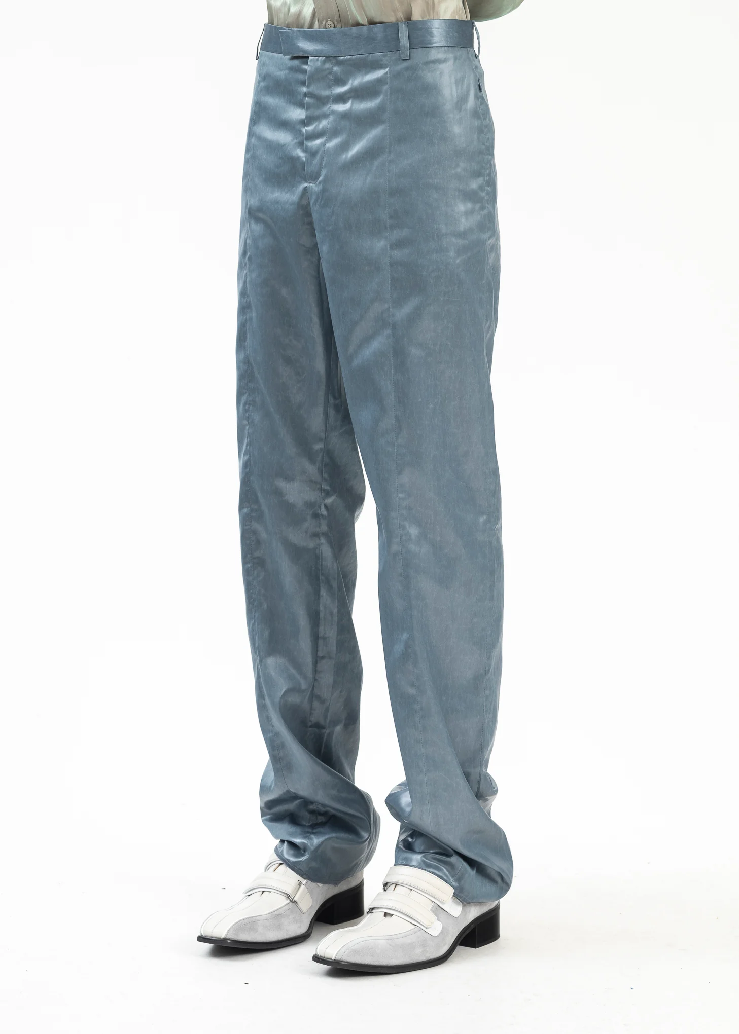 WET LOOK PETROL NARROW FRONT TROUSER - Image 3